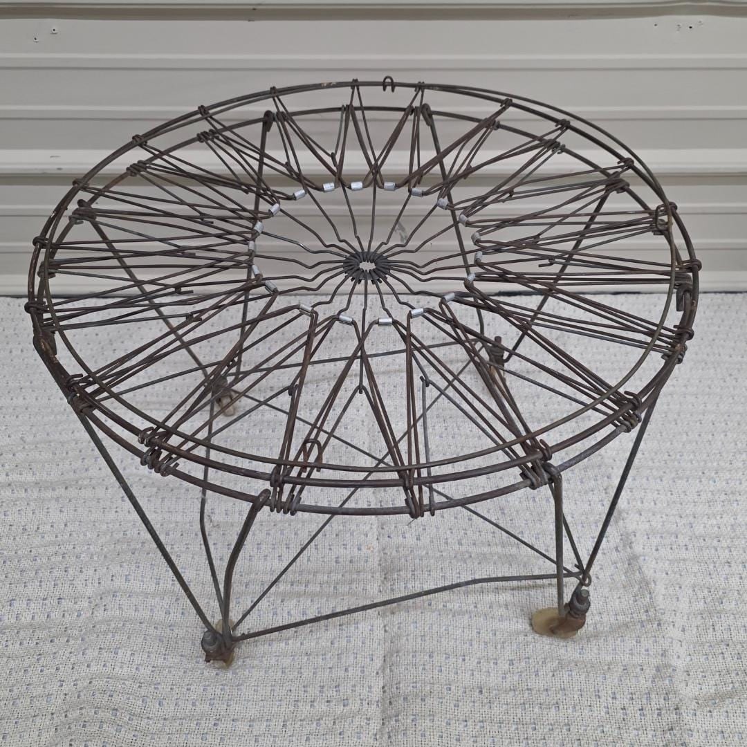 Mid-Century Collapsible Wire Laundry Hamper on Wheels Allied Products Industrial Basket Farmhouse - 10