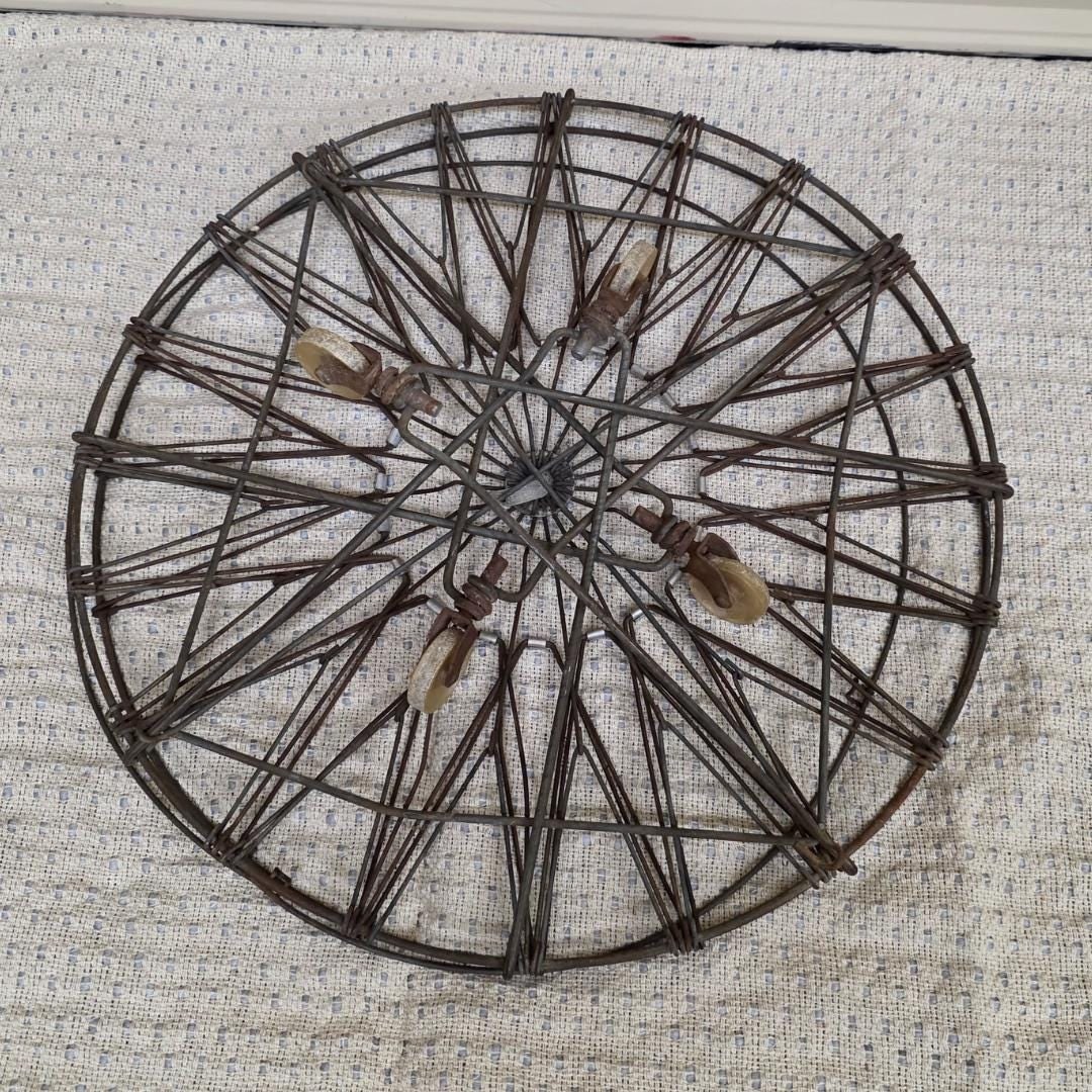 Mid-Century Collapsible Wire Laundry Hamper on Wheels Allied Products Industrial Basket Farmhouse - 4