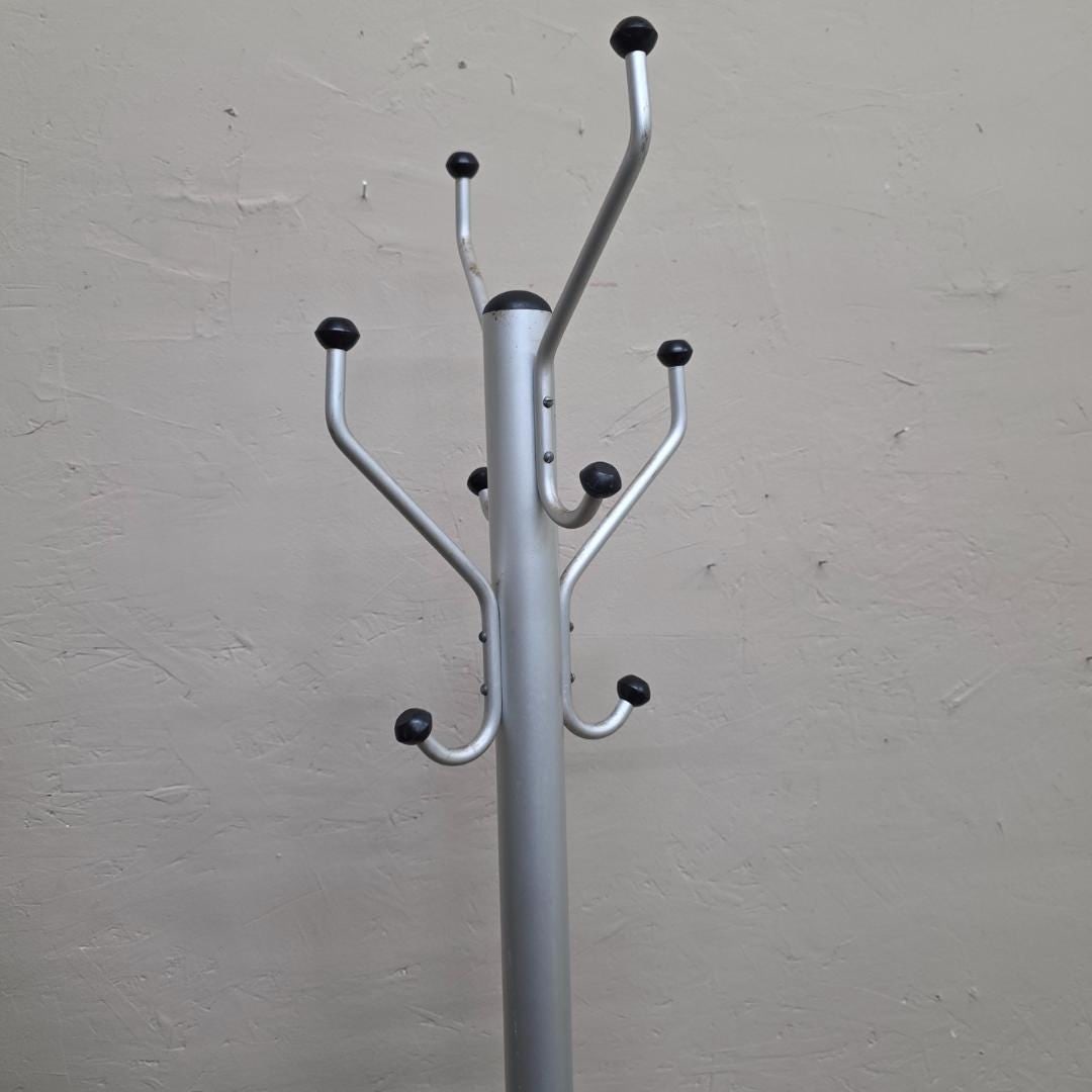 Industrial Minimalist Aluminum Coat Tree 71â€ Tall Silver Coat Rack w/ Black Ball - 4