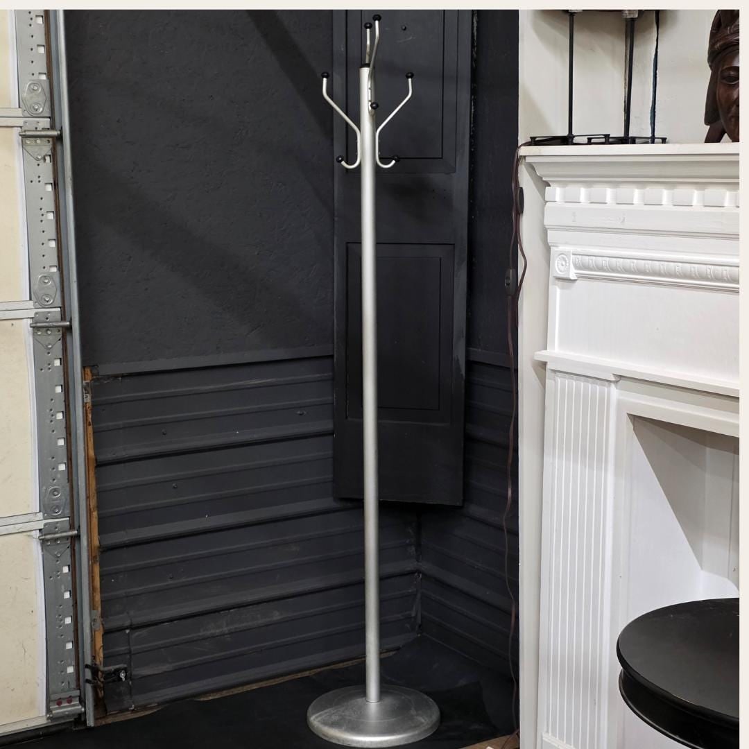 Industrial Minimalist Aluminum Coat Tree 71â€ Tall Silver Coat Rack w/ Black Ball - 5
