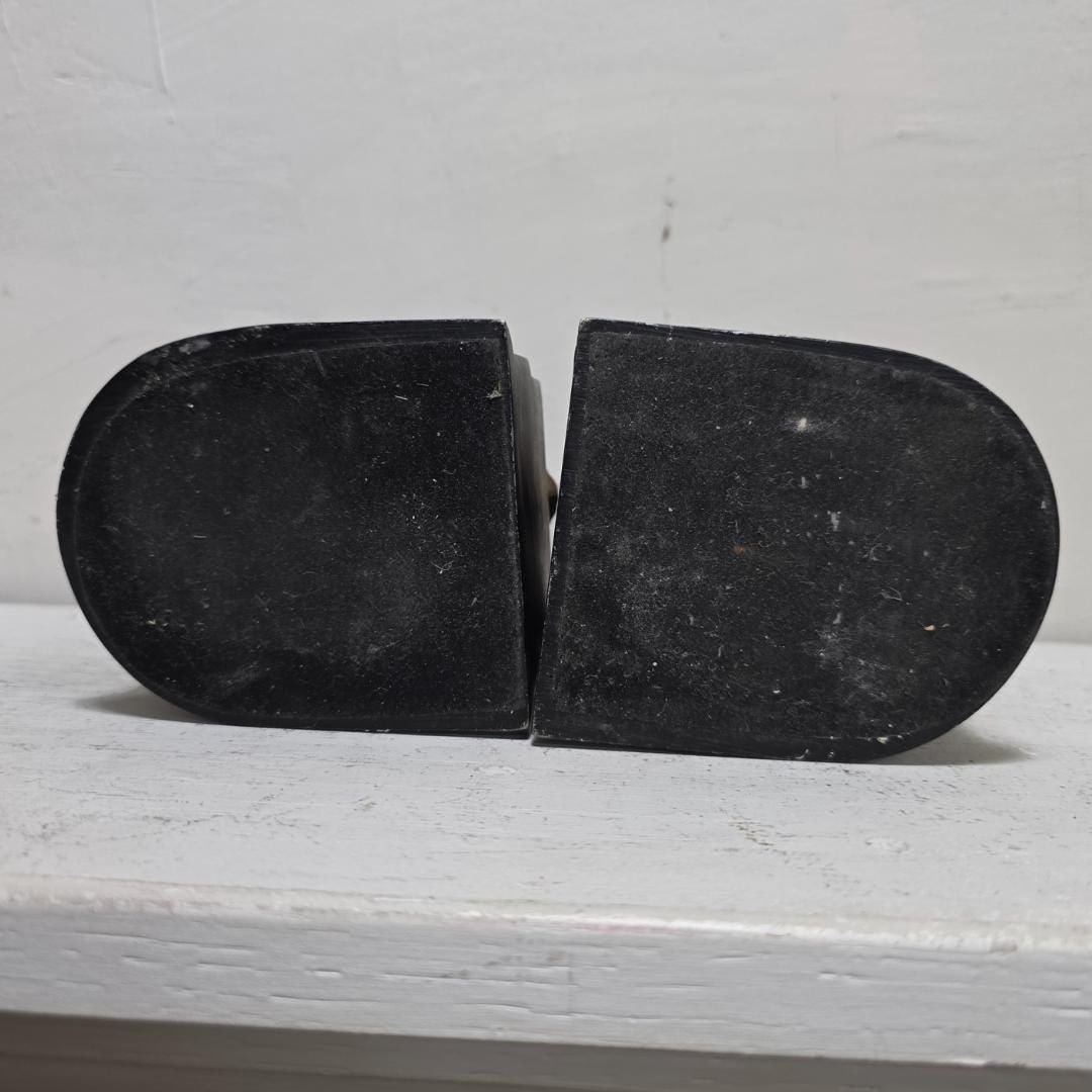 Vintage Dog Head Bookends Pair, Brass Finish Retriever Busts, Cast Metal & Resin Base, English - 7