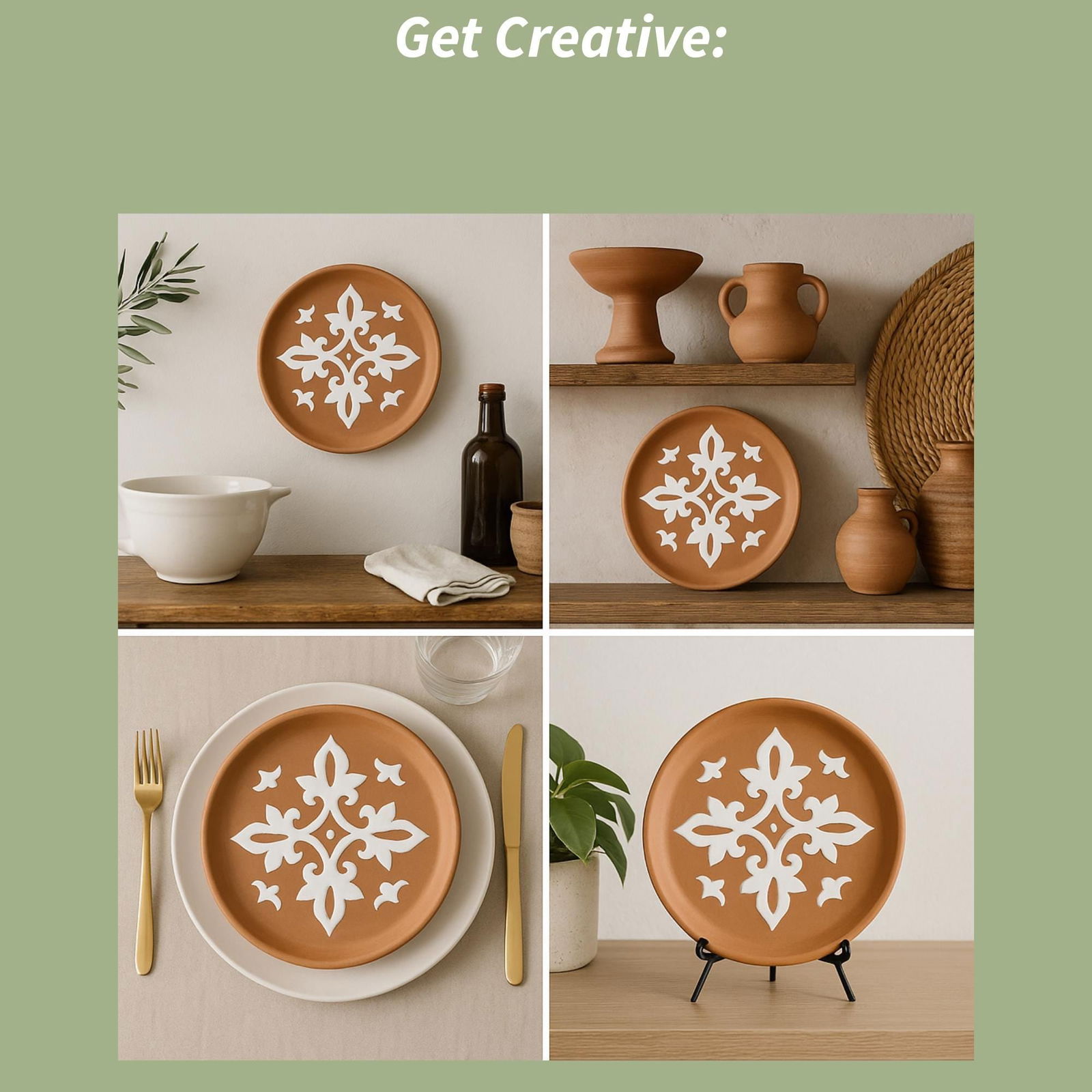 Vintage Italian Terracotta Plate Signed 6.5â€ Dish Mediterranean rustic farmhouse - 2