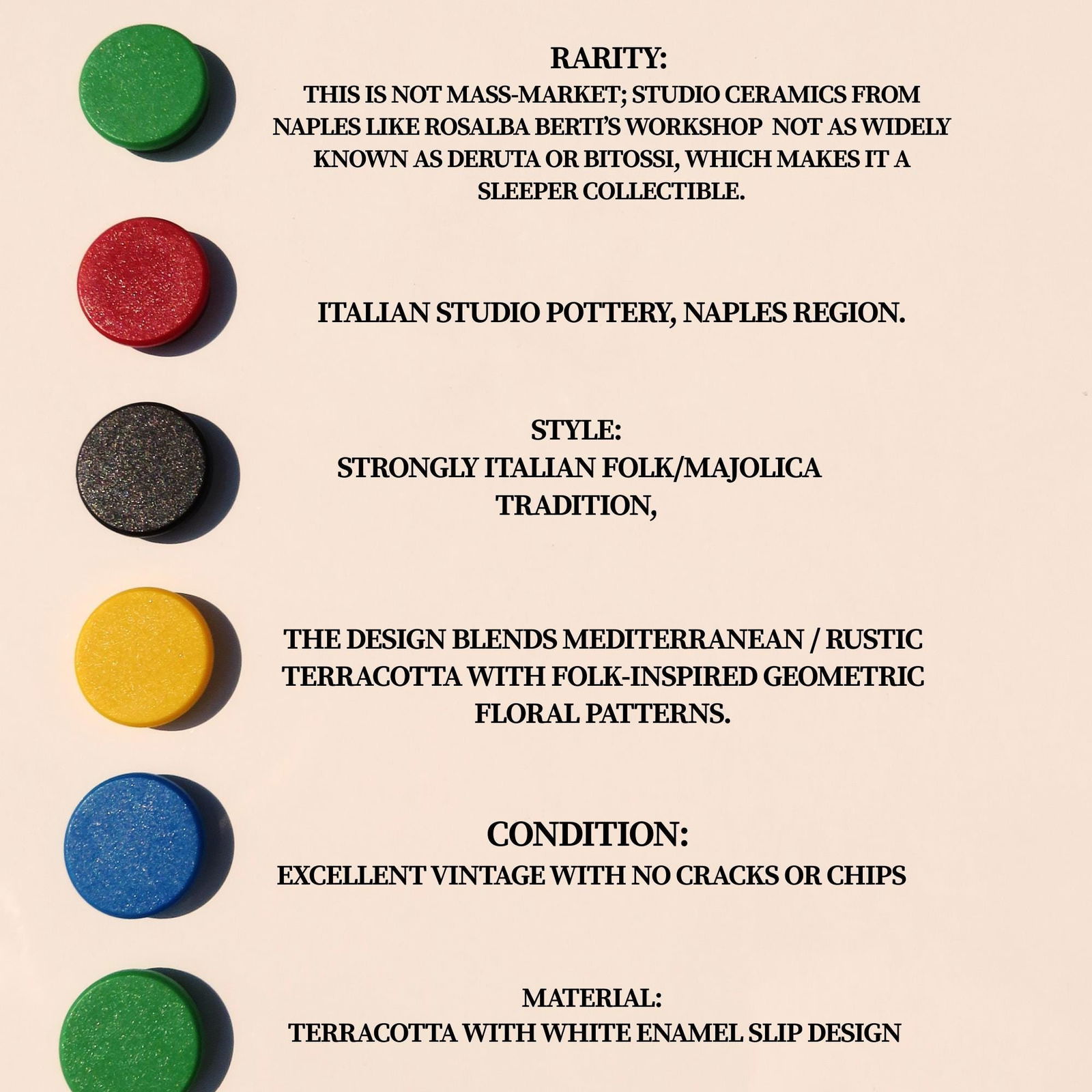 Vintage Italian Terracotta Plate Signed 6.5â€ Dish Mediterranean rustic farmhouse - 6