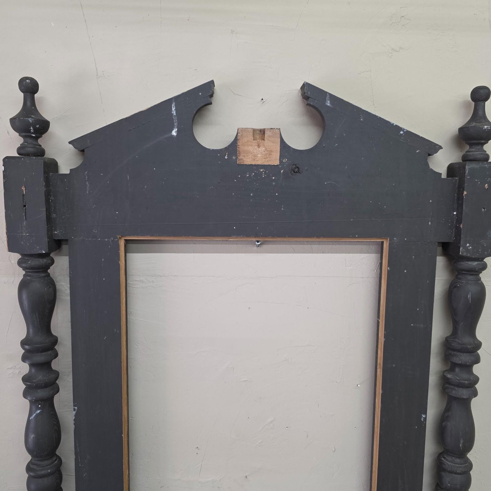 Victorian Eastlake Style Black Pier Mirror Frame, Large Architectural Vintage Wall Hanging Surround - 4