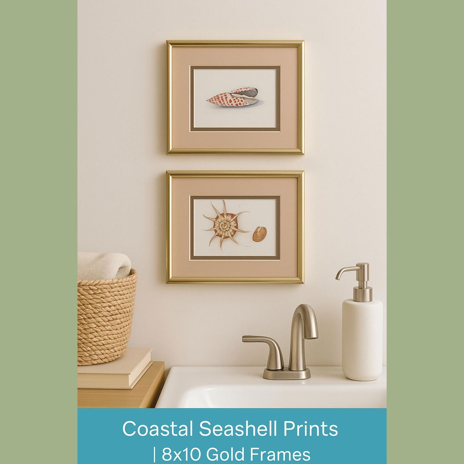 Vintage BOHO Home Decor Wall Picture Framed Set of 2 Coastal Grandmacore Shells Signed Art - 7