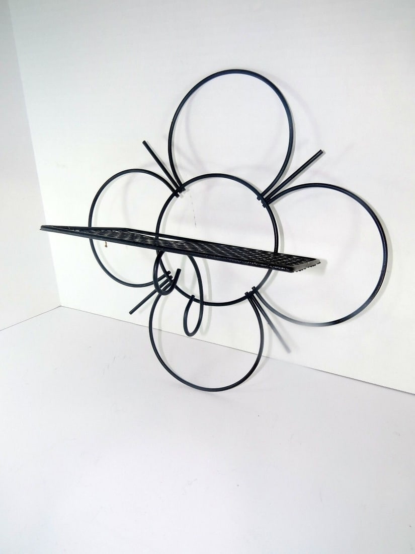 Vintage Metal Wall Shelf Mid Century Modern Atomic Mategot style Flower BOHO Retro - 10