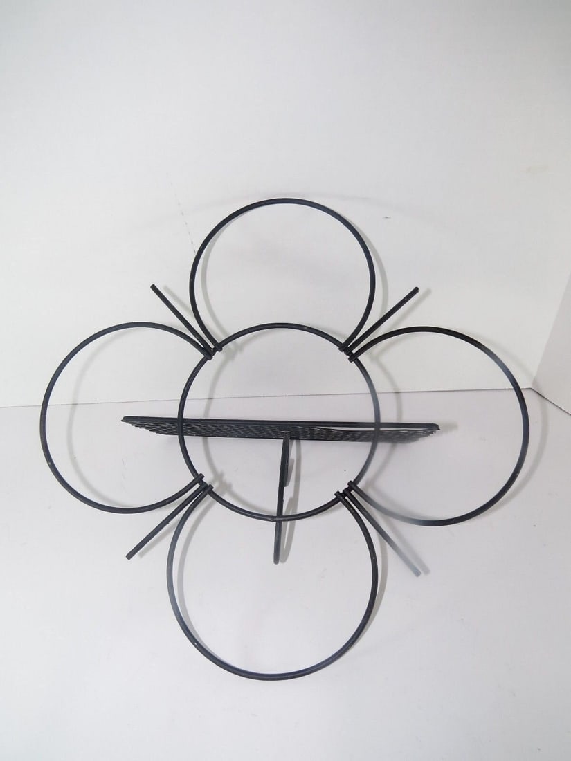 Vintage Metal Wall Shelf Mid Century Modern Atomic Mategot style Flower BOHO Retro - 3