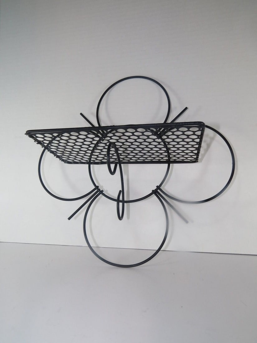 Vintage Metal Wall Shelf Mid Century Modern Atomic Mategot style Flower BOHO Retro - 6