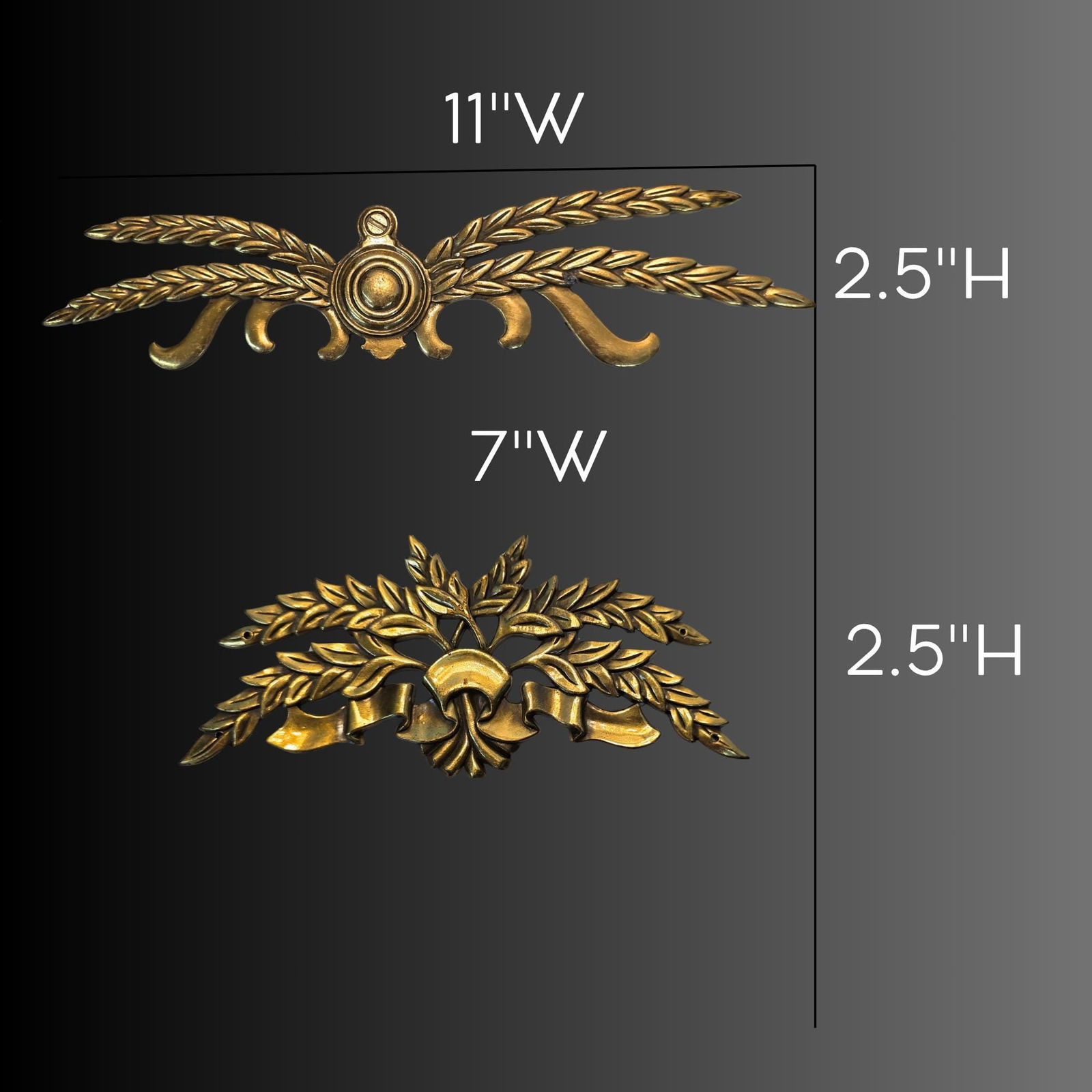 Vintage French Brass appliques Neoclassical Hardware Drawer Pulls Rococo Medallion Home Decor - 5