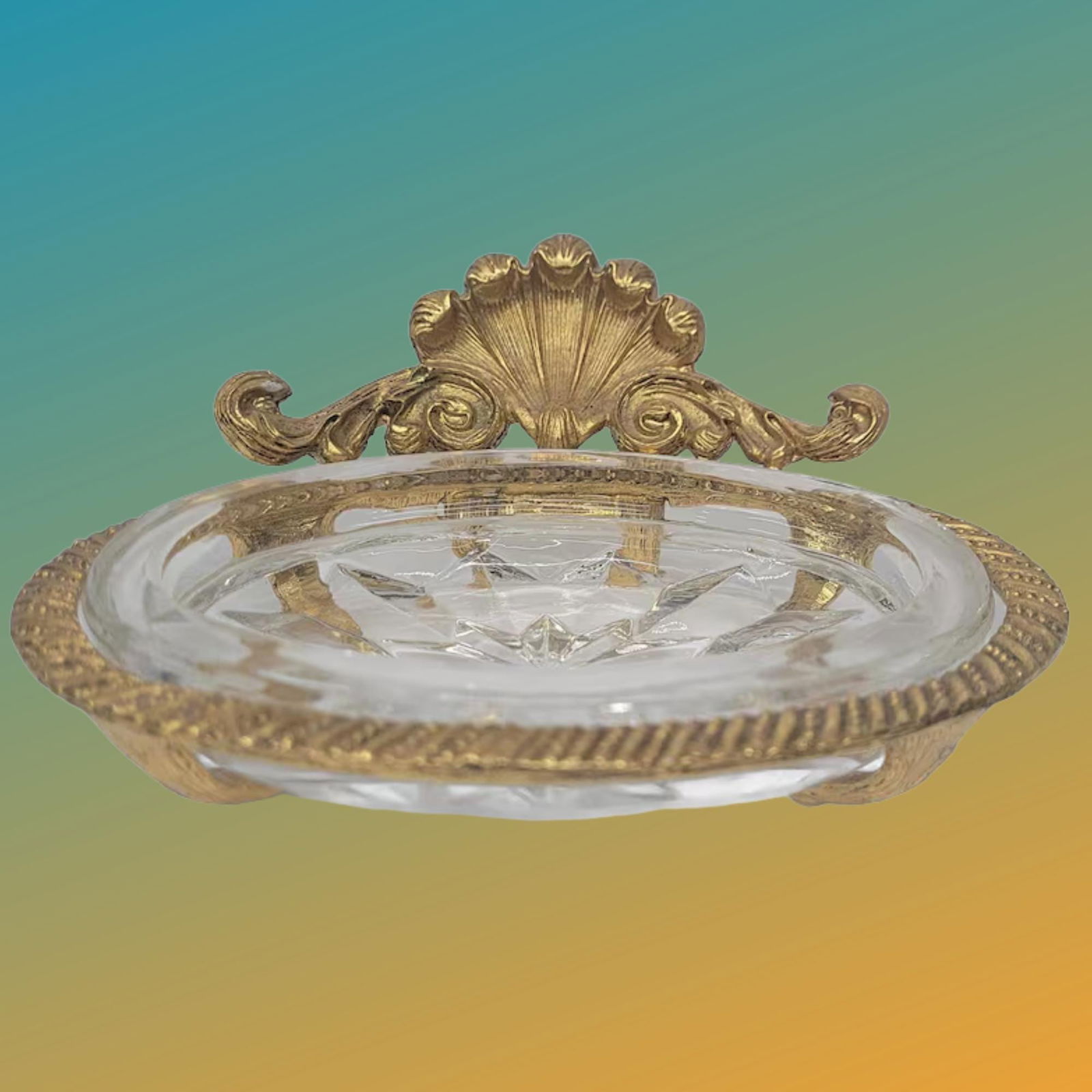 Vintage Gold Gilt Clam Shell Soap Dish Hollywood Regency Stylebuilt Vanity Decor (1 of 7)