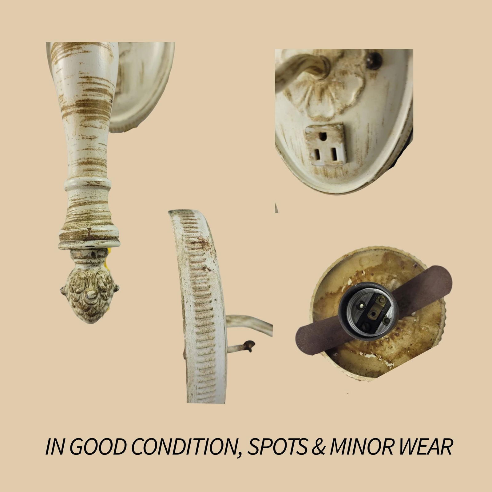 Vintage Hollywood Regency Wall Sconces White Glass Globe Vanity Lights MCM Neoclassical Bathroom - 8