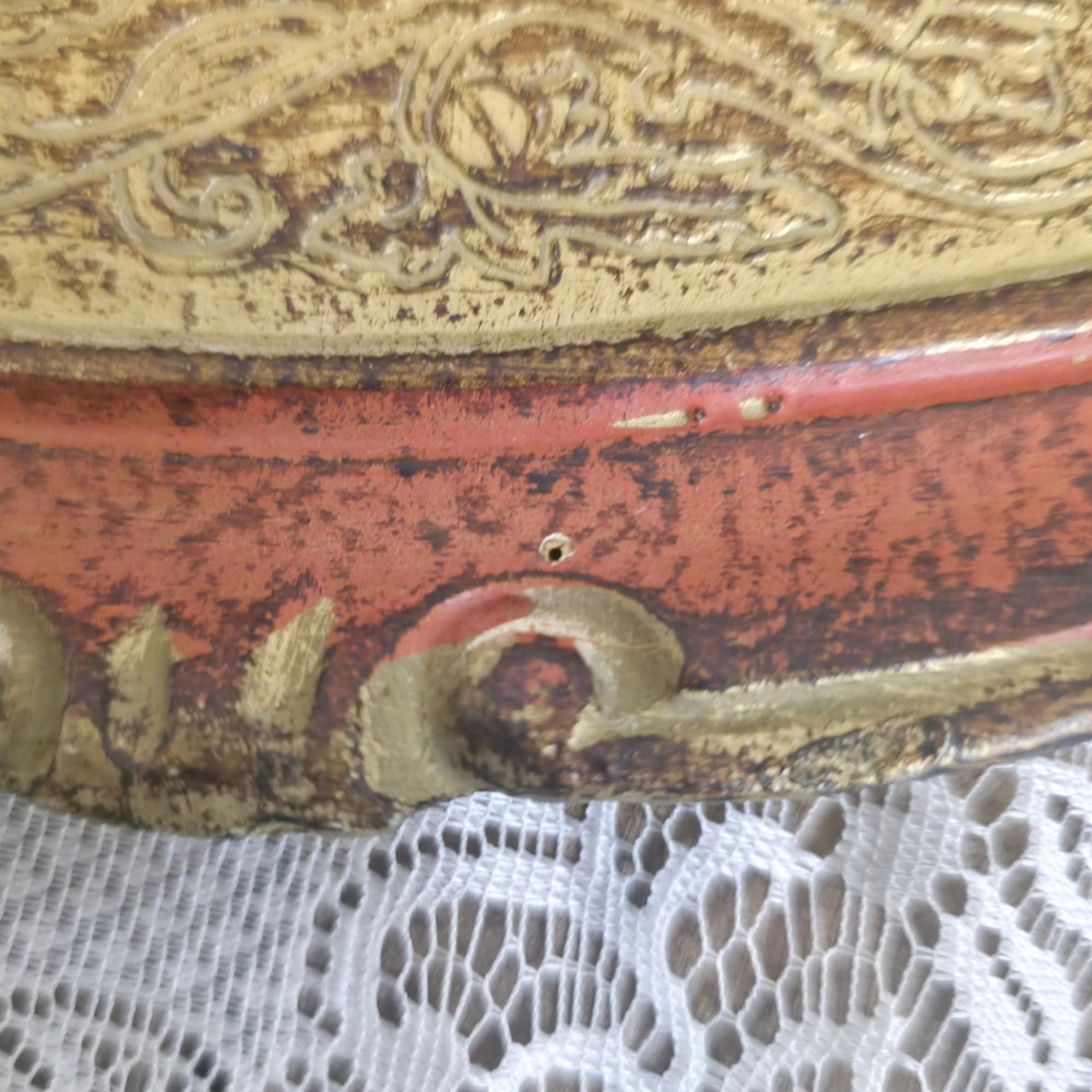 Vintage Florentine Tray 23" Hand Painted Server, Ornate Gold, Hollywood Regency Decor, Wall Hanging - 8