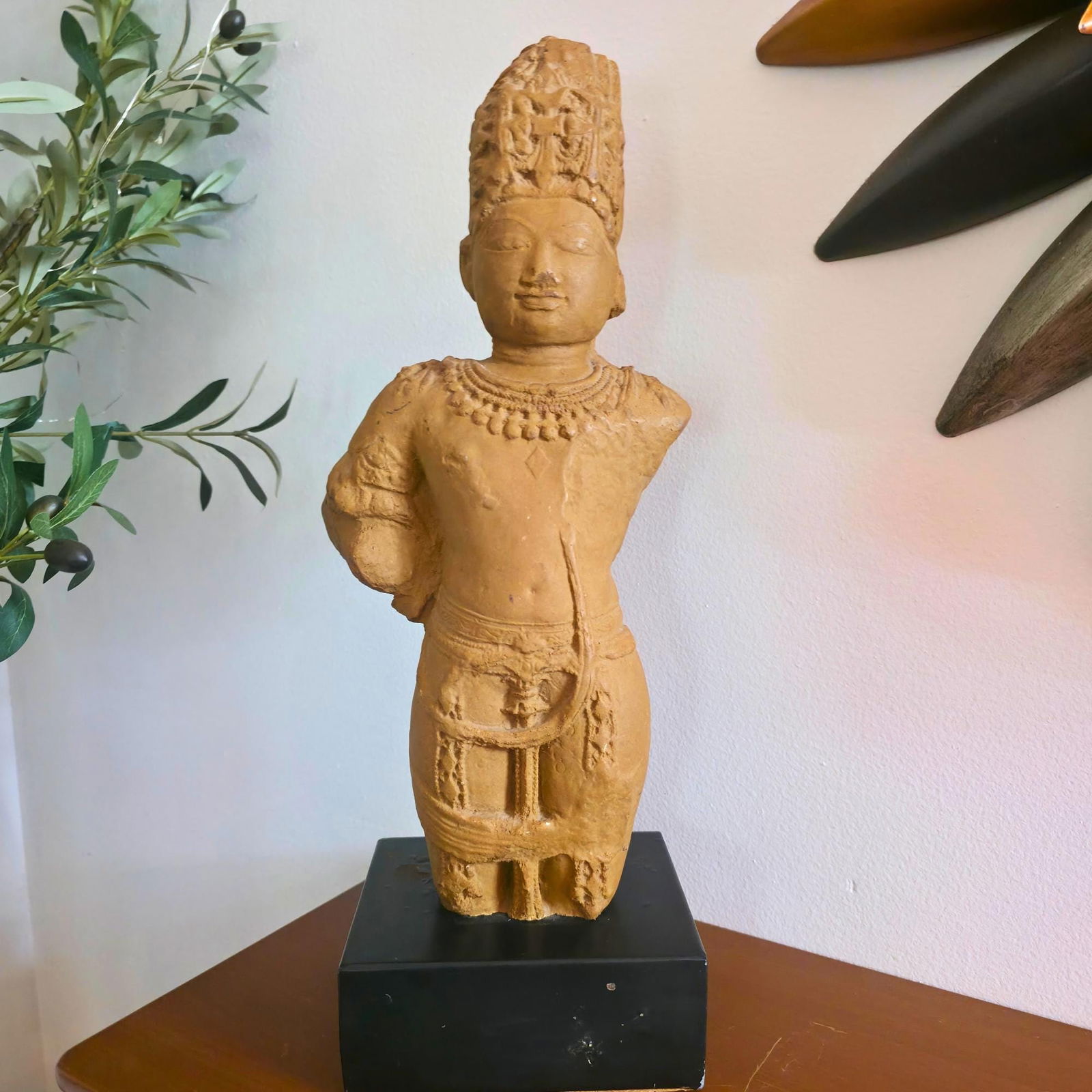 Khmer Vishnu Stone Statue: Antique Hand-Carved Hindu Temple Sculpture (1 of 6)