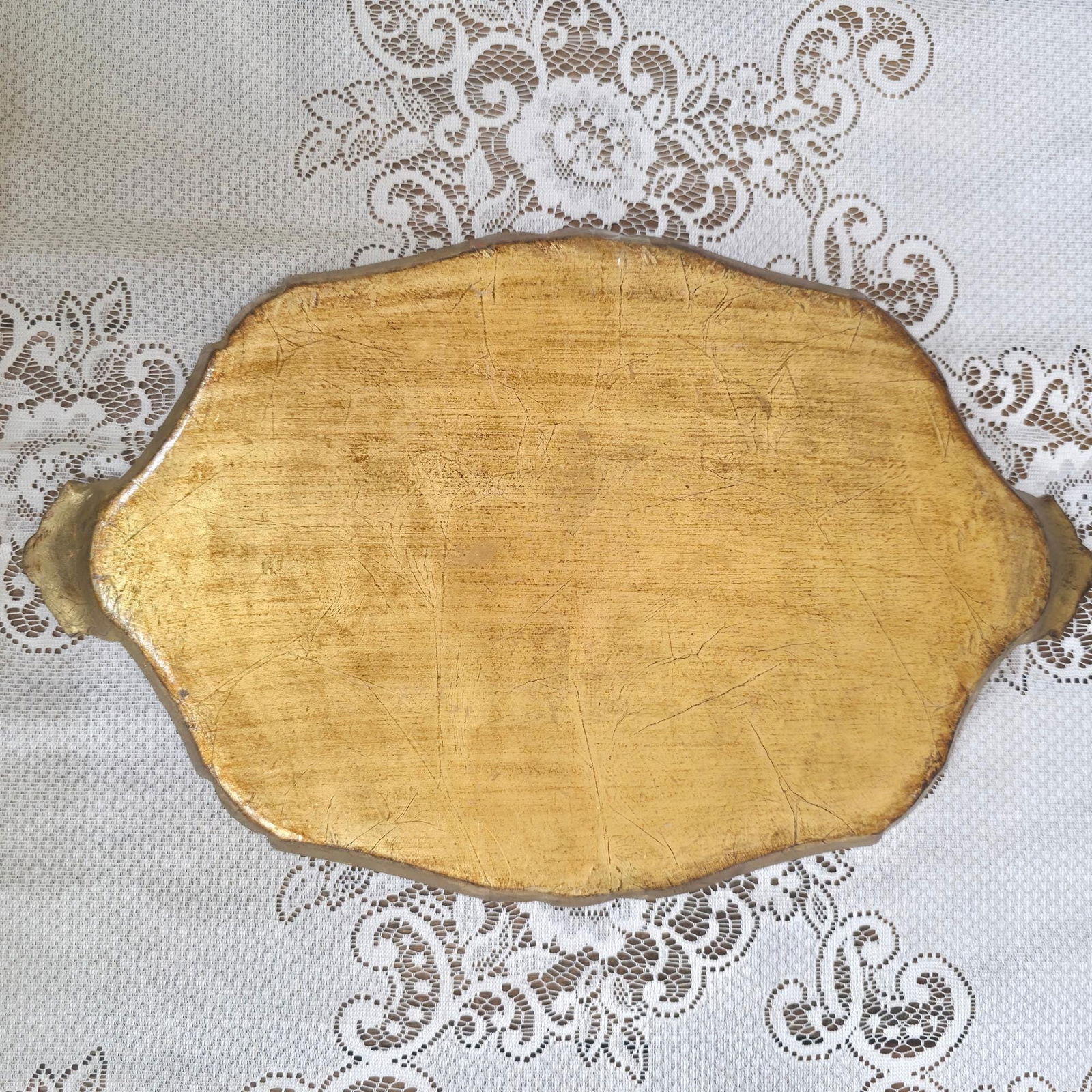 Vintage Florentine Tray, Italian Florentine Floral Serving Piece for Vanity Display, Wall Grouping - 5
