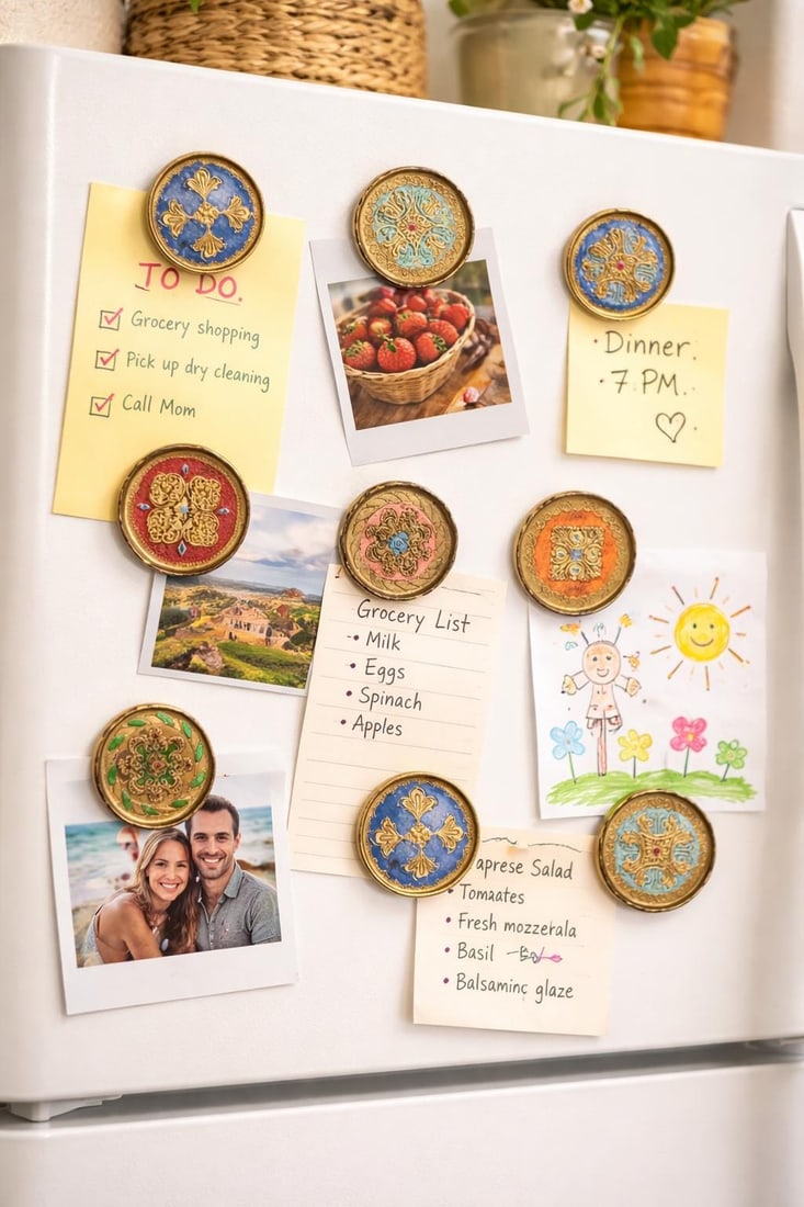 Vintage Italian Florentine Coasters Set of 9, 3.5â€ Giltwood Drink Coasters, Hand - 4