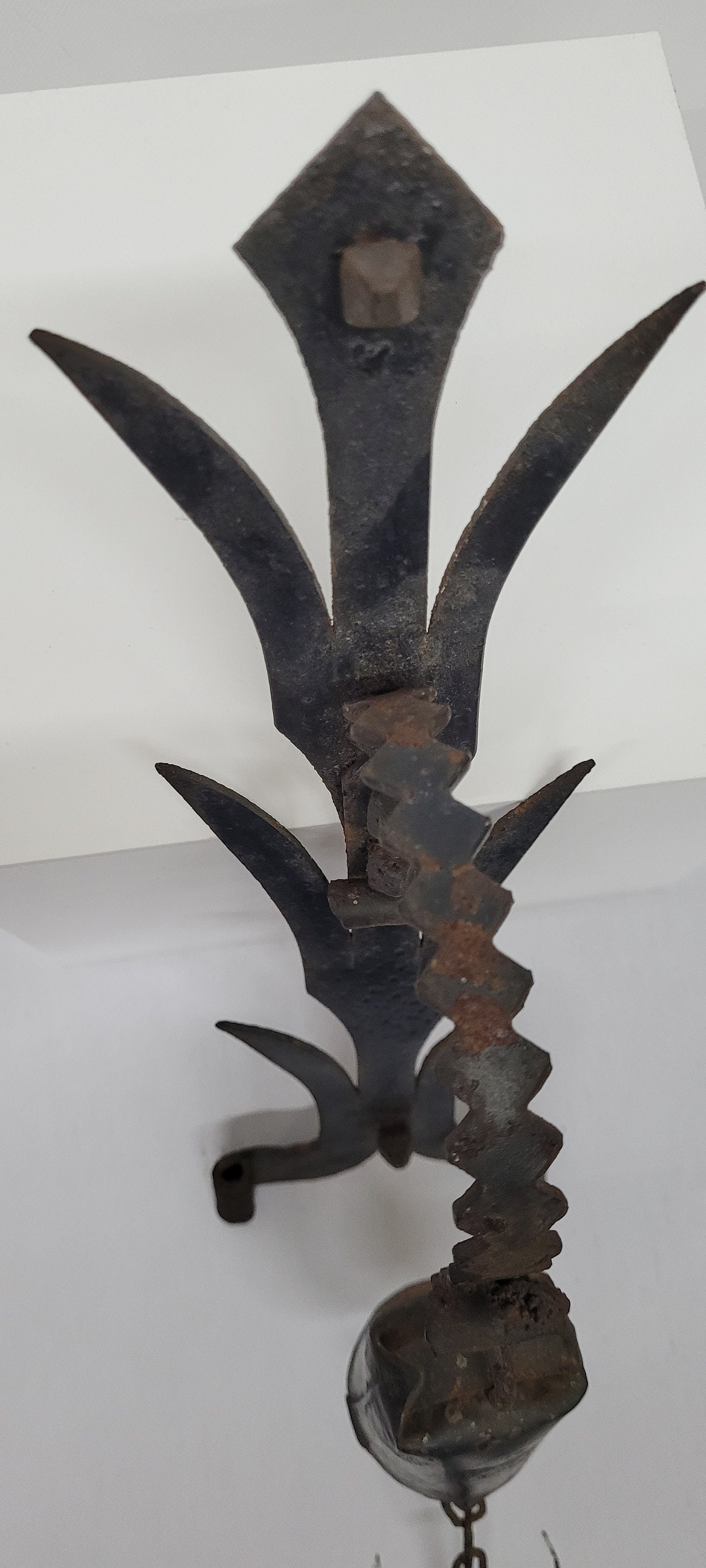 Antique Hand-Forged Iron Bell, Primitive Farmhouse Door Bell, Gothic Revival Dinner Ringer, Rustic - 10