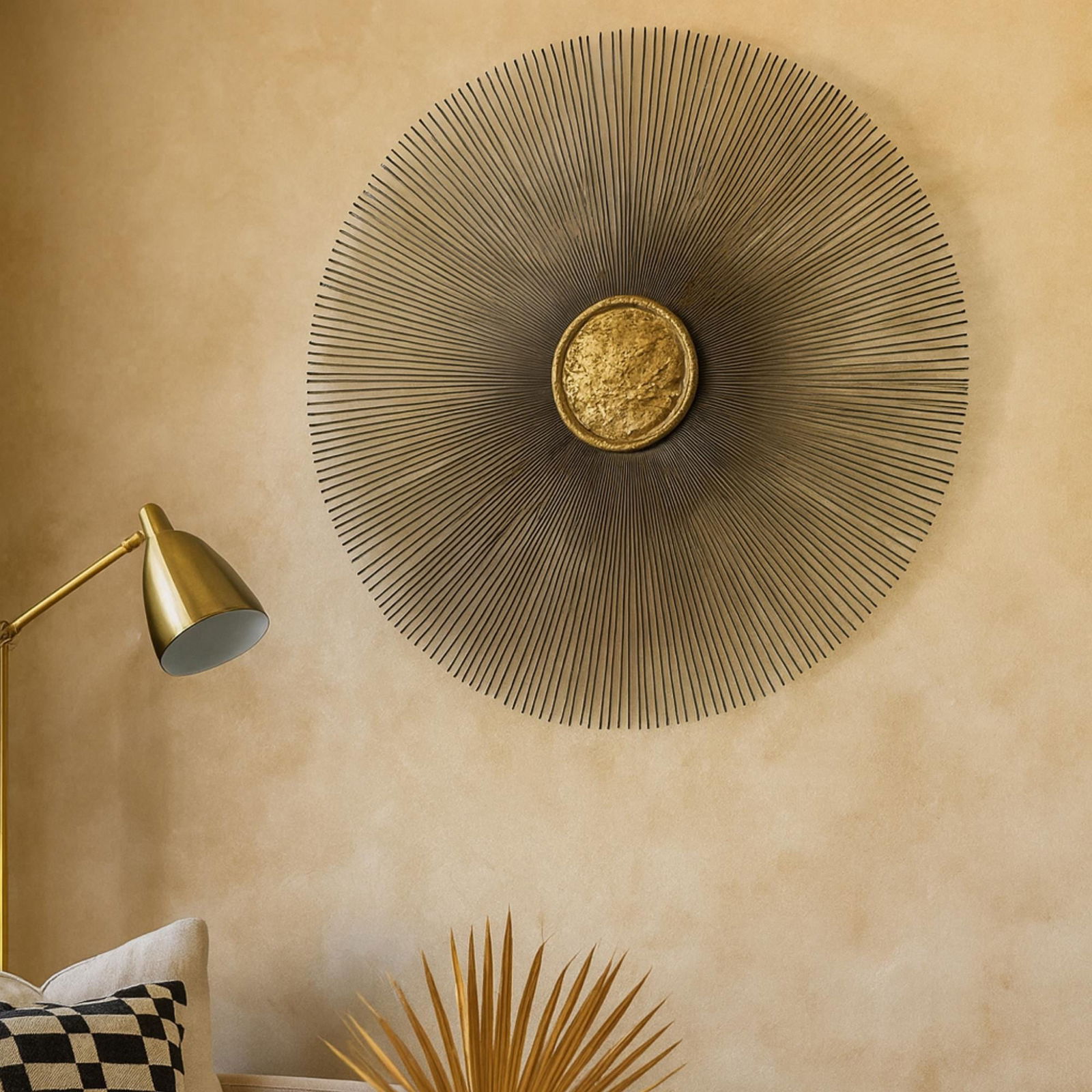 Vintage Brutalist Starburst Wall Sculpture â€¢ Mid Century Modern Metal Sunburst Art - 6