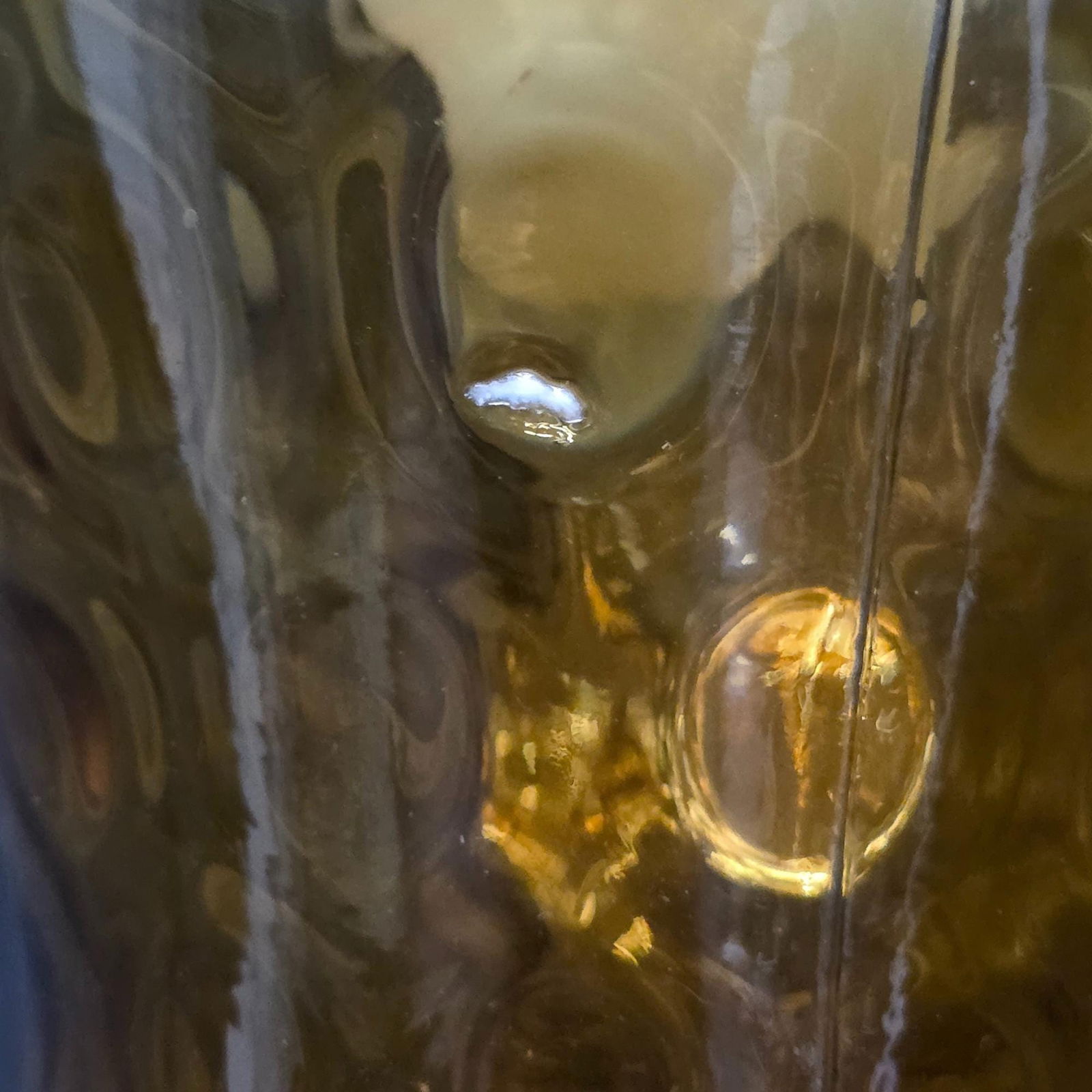 Vintage Gold Swag Lamp Plug in Wall Pendant Light Bubble Optic Hanging with Brass Crown Cap - 4