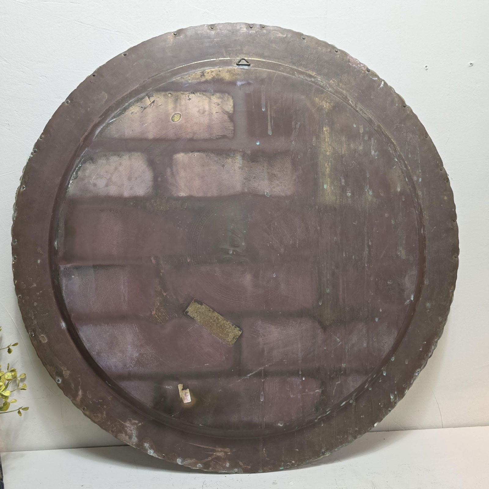 Vintage 24â€ Engraved Brass Wall Tray Old World Middle Eastern Plate Regency Wall - 6