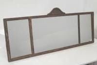 Antique 3-Panel Wood Wall Mirror 29.5â€ Rustic Distressed Mirror Primitive - 7