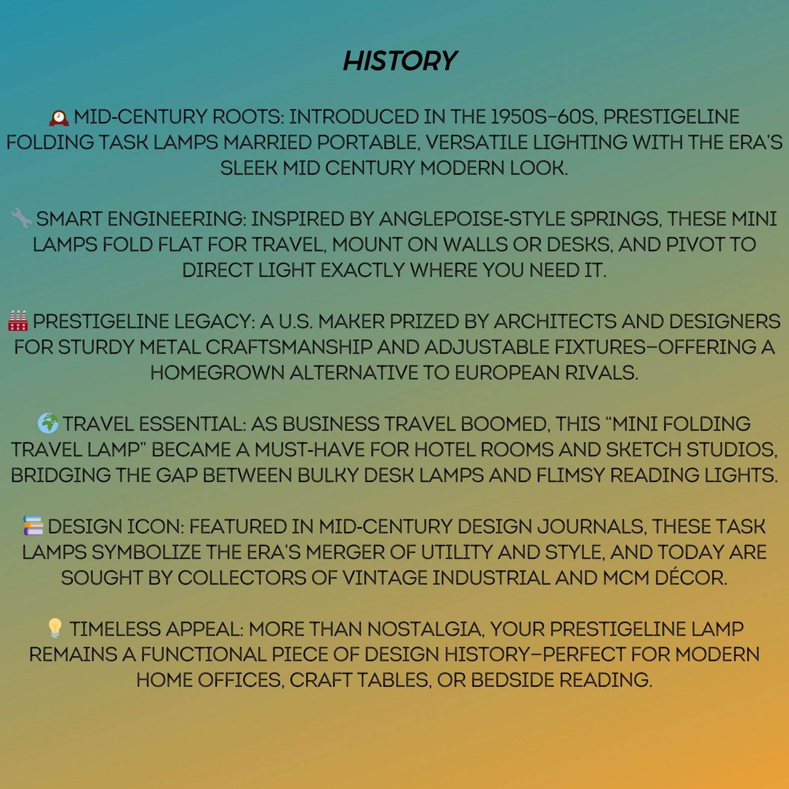 Vintage Prestigeline Folding Task Lamp: Adjustable Mid-Century Modern Lighting - 8