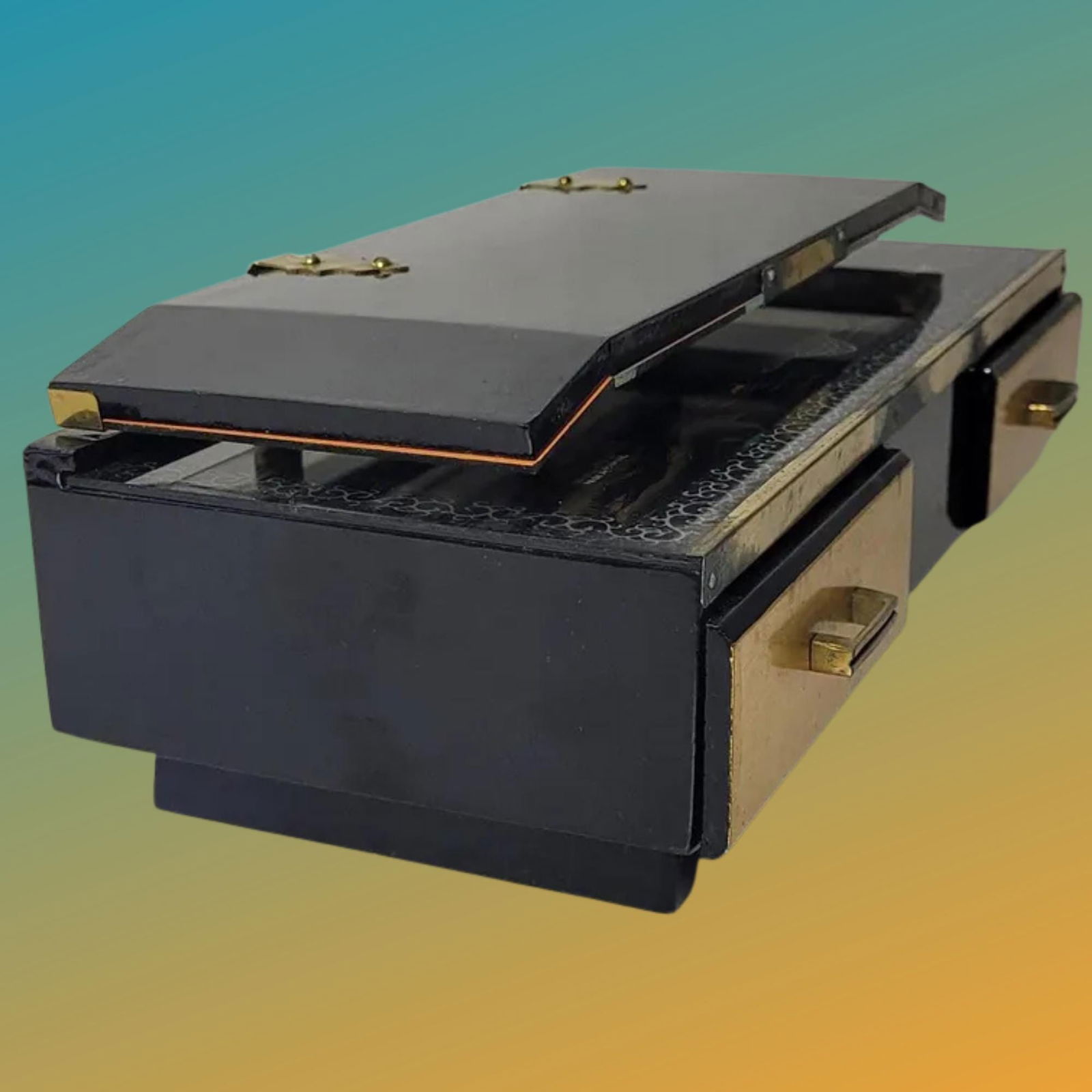 Vintage Japanese Lacquer Music Box: Hand-Painted Mount Fuji Scene, Swan Lake Tune (1 of 10)