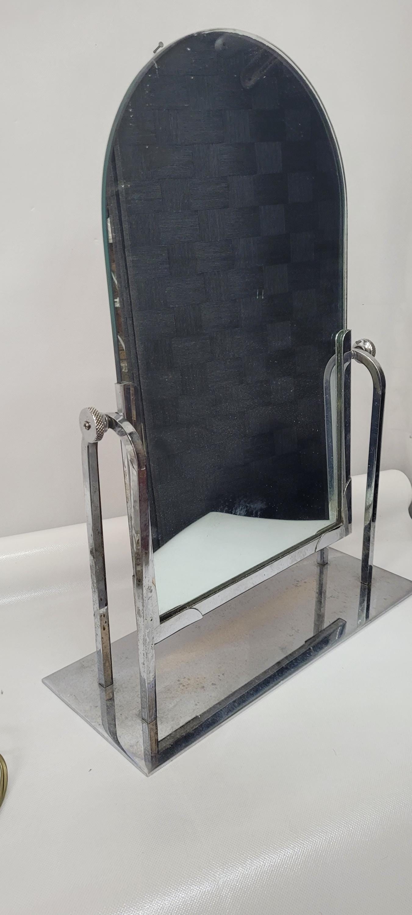 Art Decor Chrome Flip Mirror Vintage Store Display Vanity Table Top Makeup Accessory Dressing Room - 5