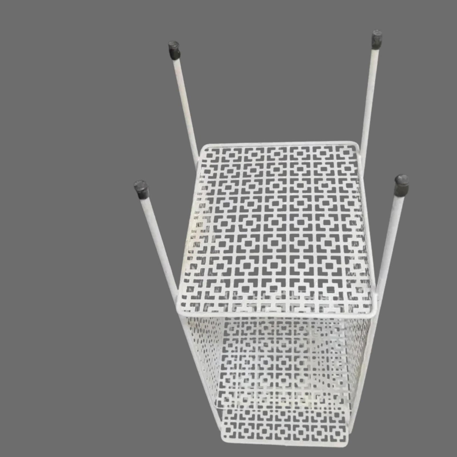 Mid Century Modern Retro Telephone Stand White Metal Phone Table Accent Small Scale - 9