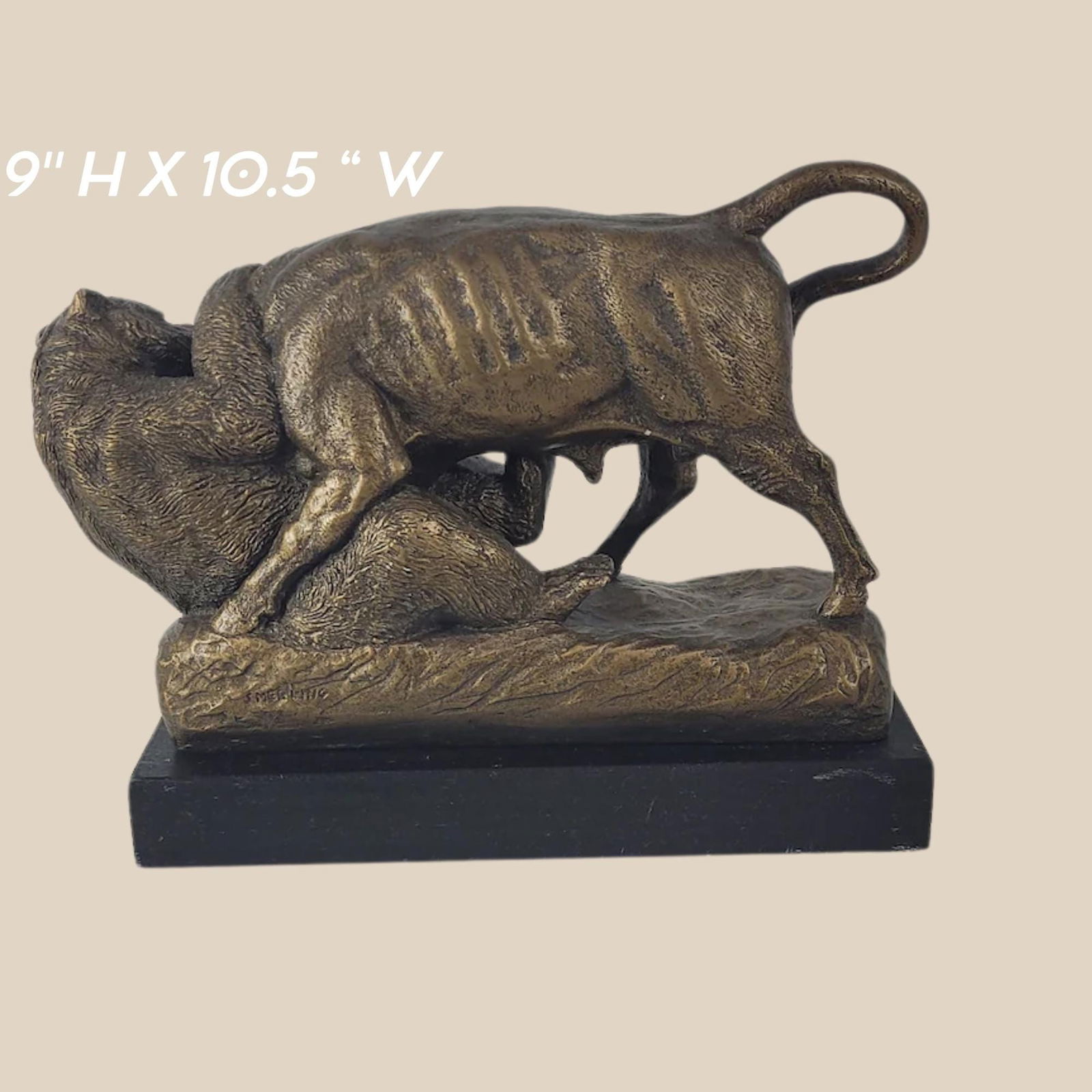 Vintage 1965 Austin Productions Buffalo Sculpture: Bronze Finish Wildlife Art - 2