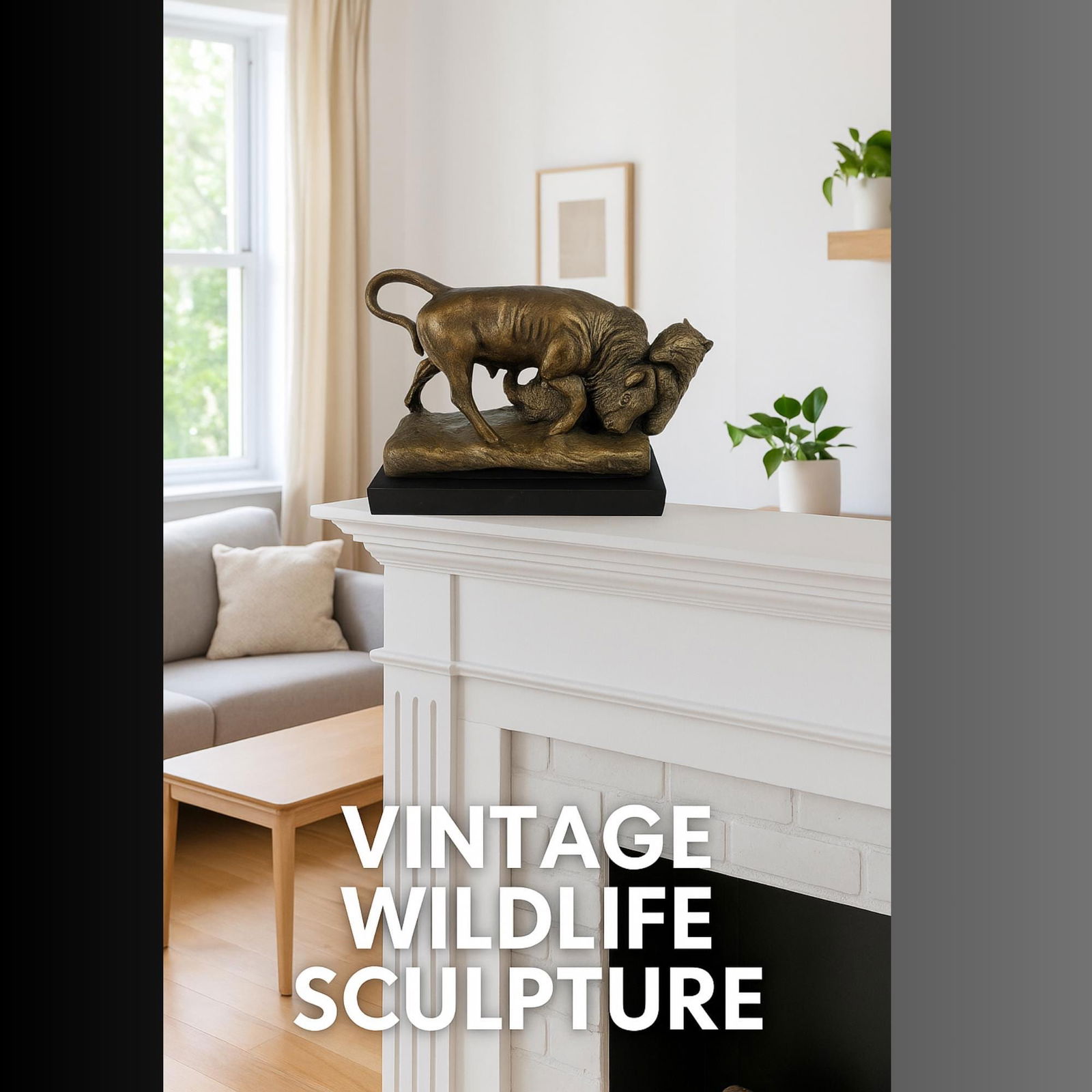 Vintage 1965 Austin Productions Buffalo Sculpture: Bronze Finish Wildlife Art - 4