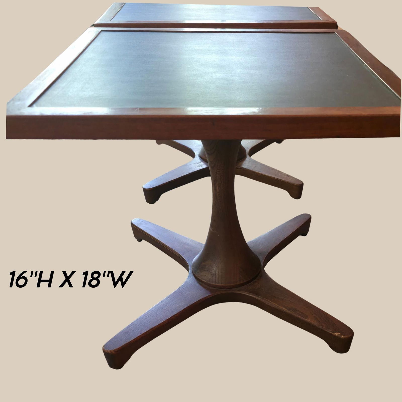 Mid Century Modern Wood Tables Set of 2 Black Accent Side End Vintage Riser Plant Stands Scandi - 4