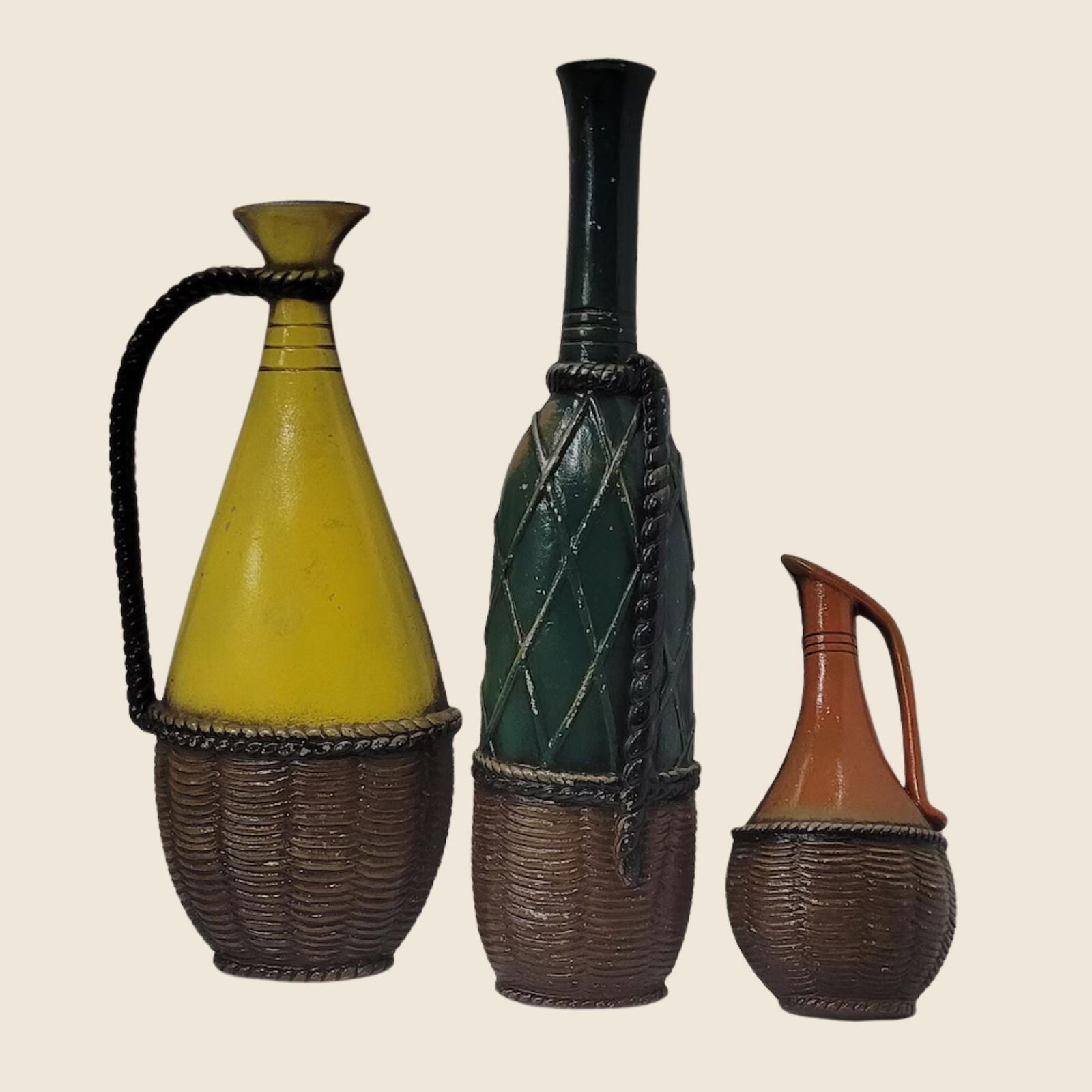 Vintage Mid Century Modern Wine Bottles Jugs Pitchers Wall Art Sexton 3 piece Set (1 of 10)