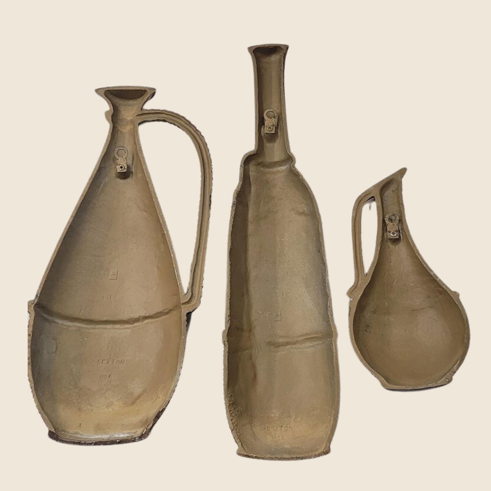 Vintage Mid Century Modern Wine Bottles Jugs Pitchers Wall Art Sexton 3 piece Set - 4