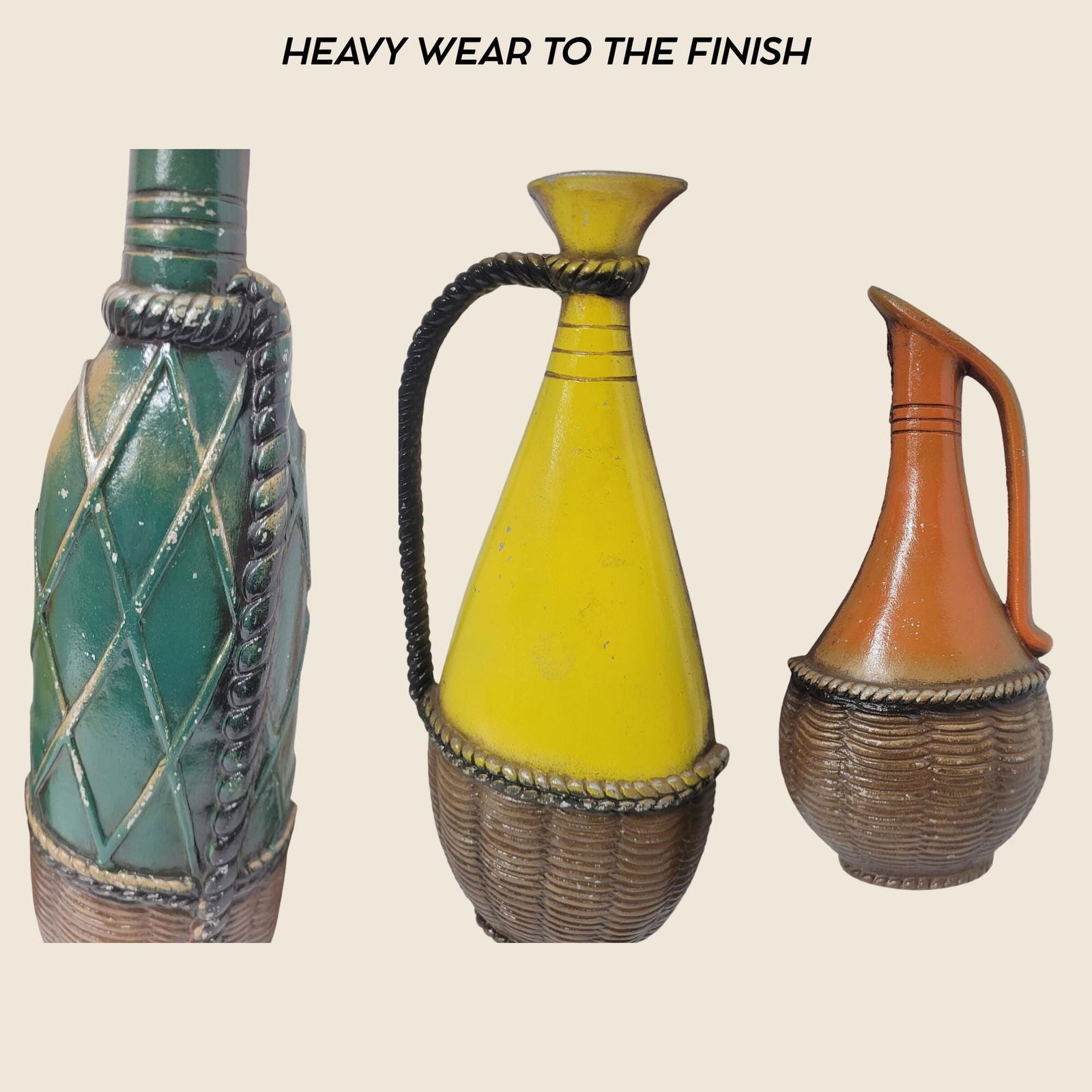 Vintage Mid Century Modern Wine Bottles Jugs Pitchers Wall Art Sexton 3 piece Set - 5