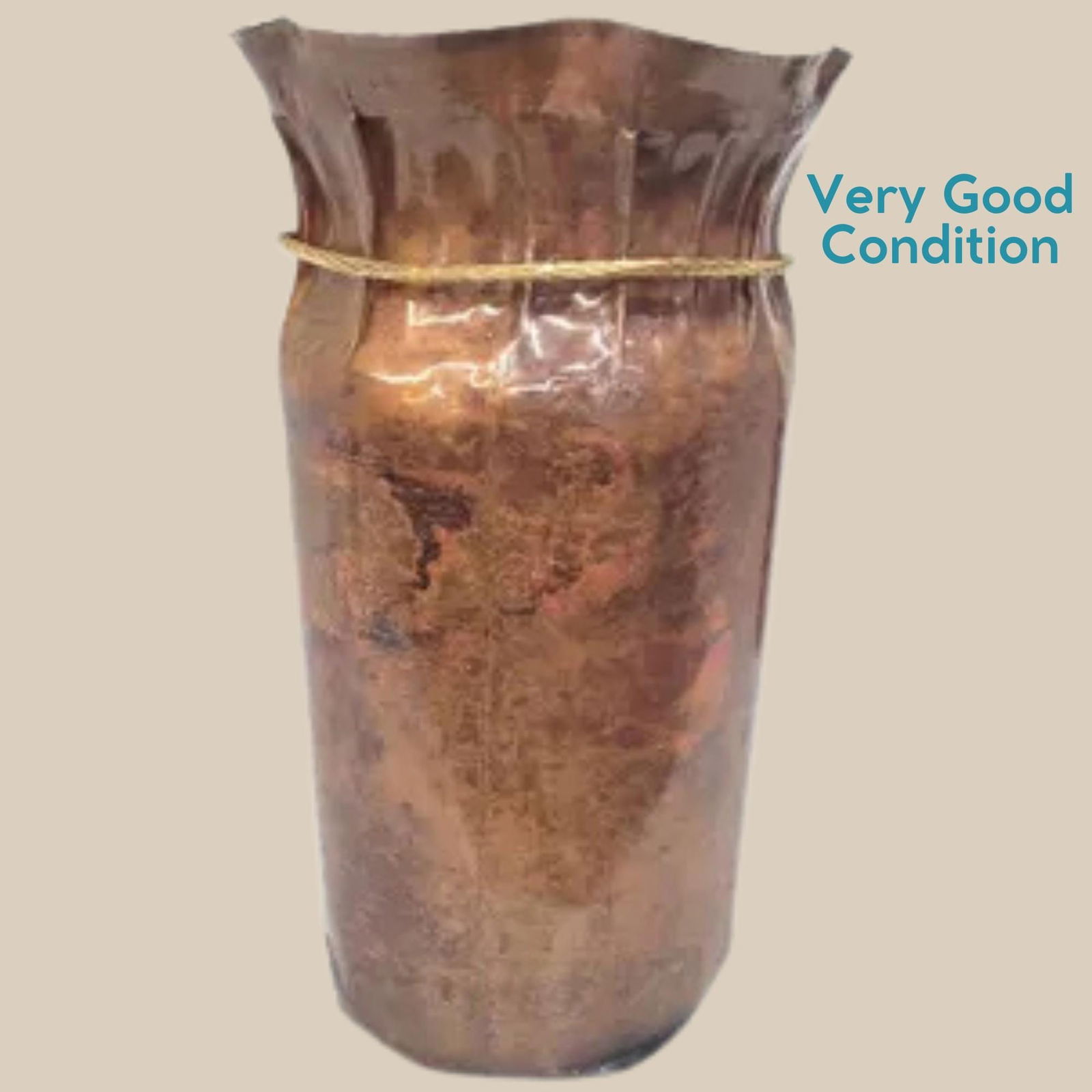 Vintage Italian Copper Umbrella Stand: Handcrafted Angelo Bragalini Style, Brass Accents - 5