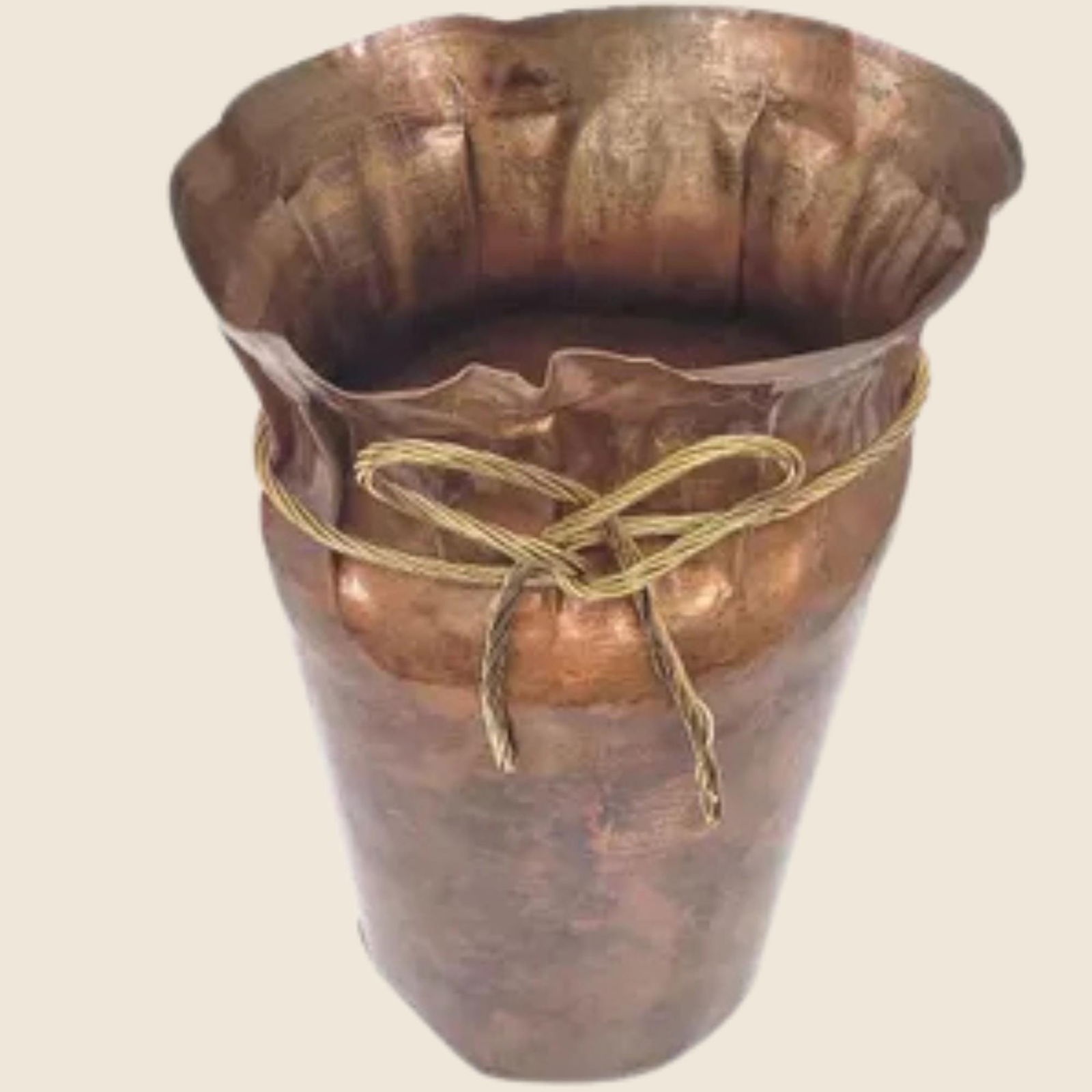 Vintage Italian Copper Umbrella Stand: Handcrafted Angelo Bragalini Style, Brass Accents - 7