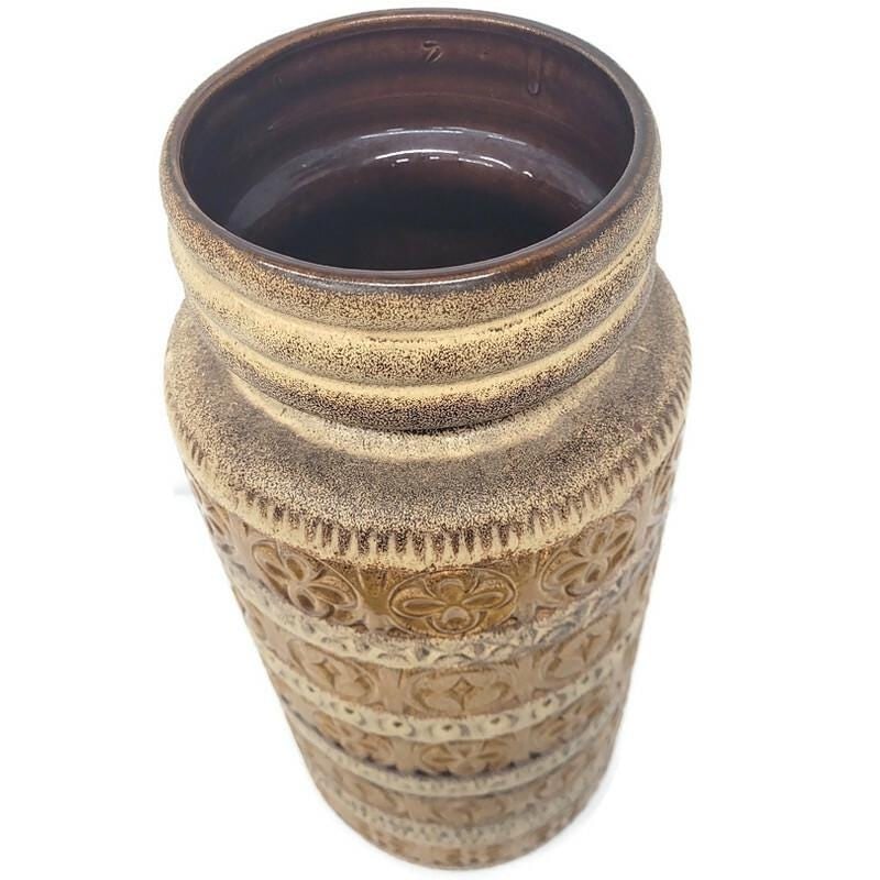 Vintage Pottery Floor Vase West Germany Scheurick Large Art Umbrella Stand Cane Holder BOHO Retro - 2