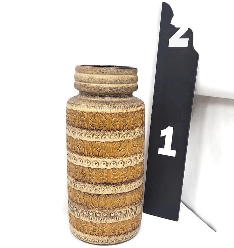 Vintage Pottery Floor Vase West Germany Scheurick Large Art Umbrella Stand Cane Holder BOHO Retro - 4