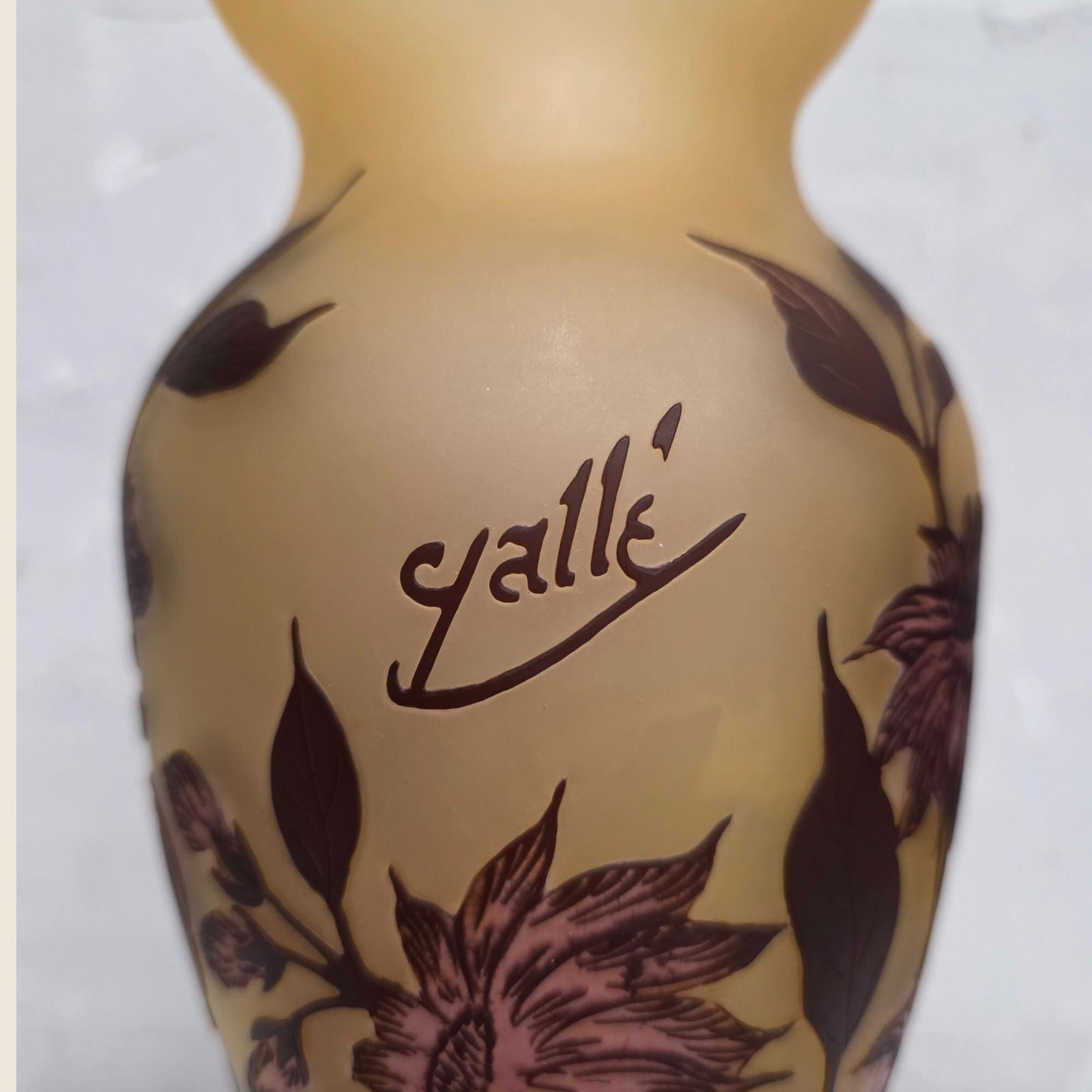 Vintage Art Nouveau French Cameo Glass Vase Galle Style Purple Plum Grandmacore Hollywood Glam - 7