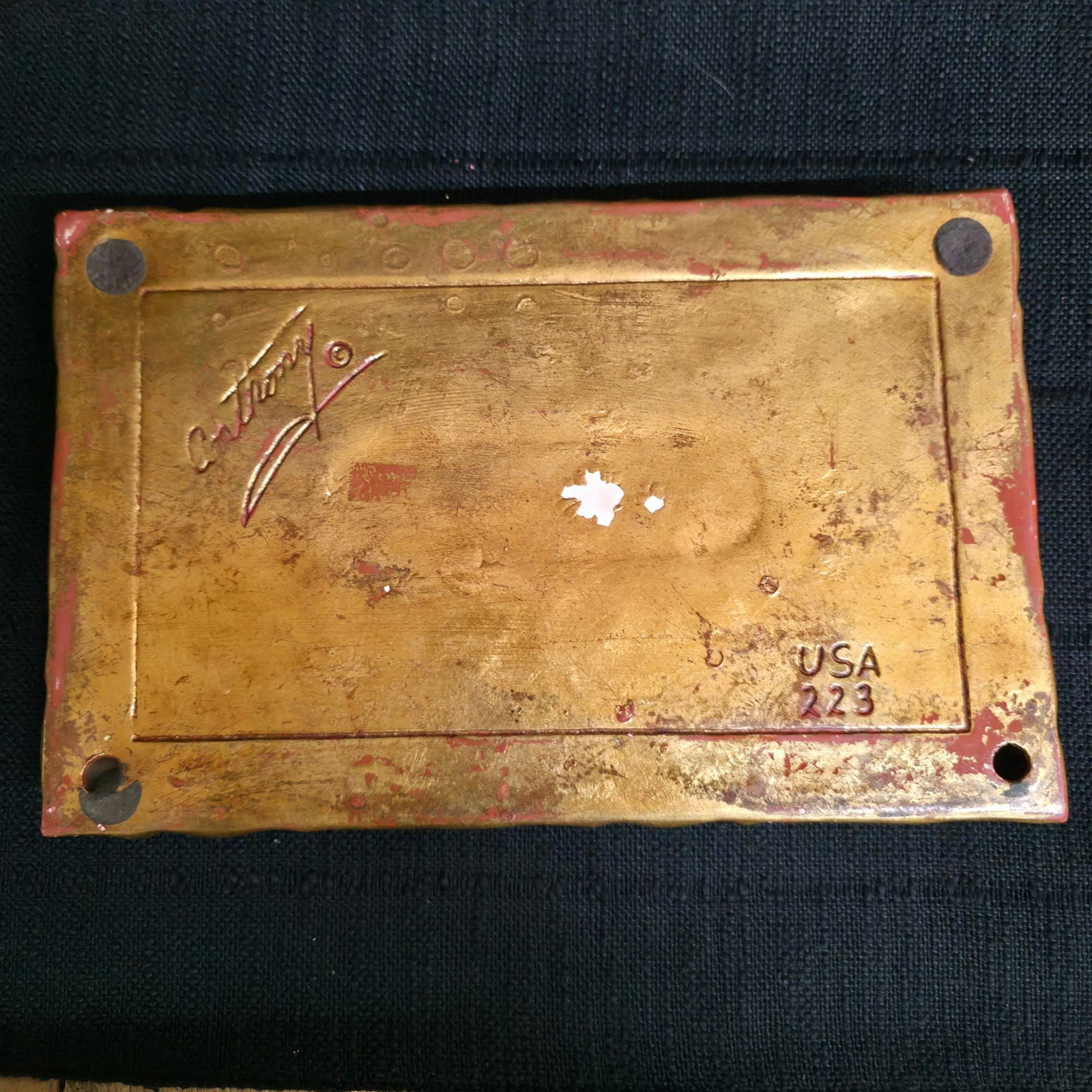 Vintage Ceramic Ashtray Green Gold Gilt Mid Century Barware Hollywood Regency Tray Rococo Revival - 4