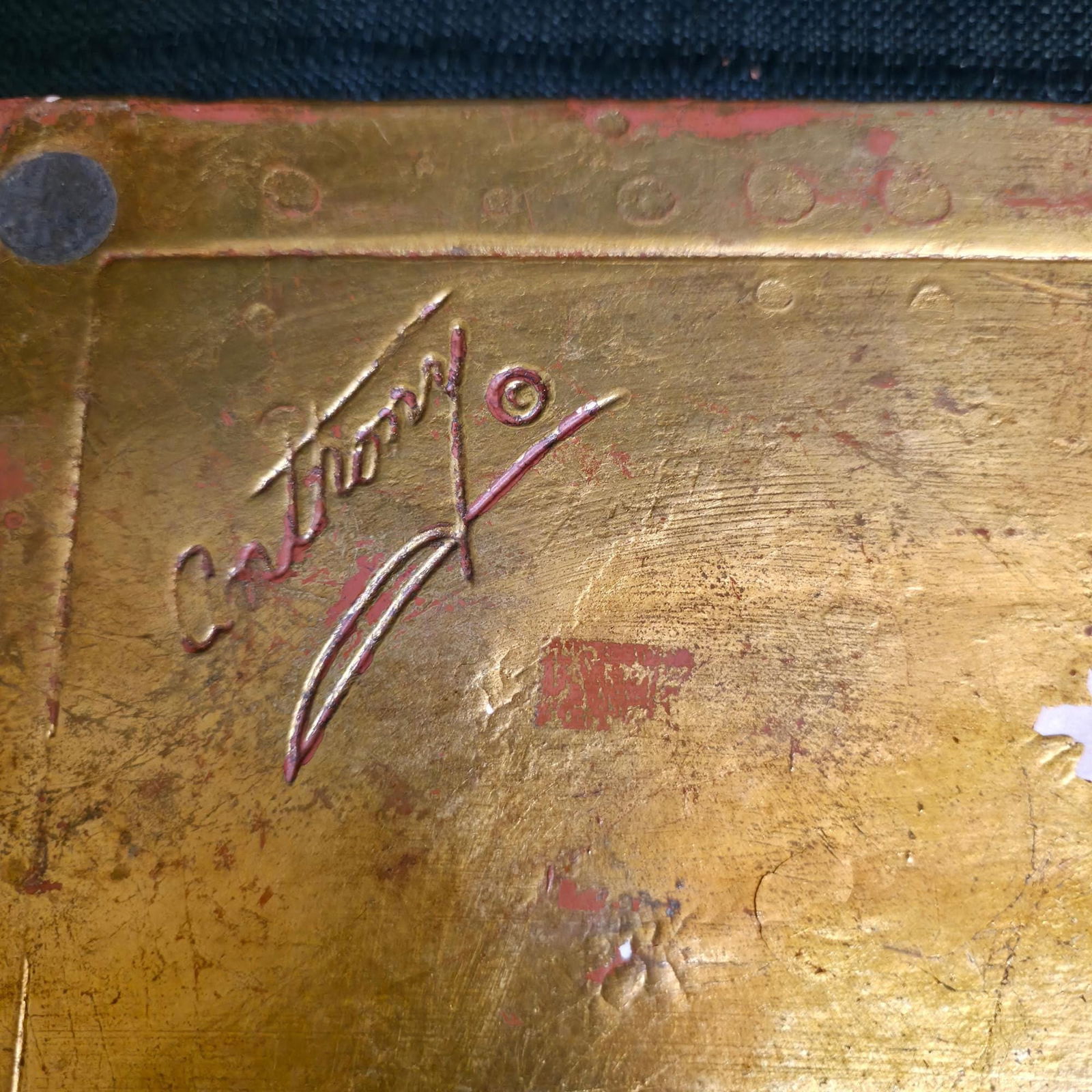 Vintage Ceramic Ashtray Green Gold Gilt Mid Century Barware Hollywood Regency Tray Rococo Revival - 6