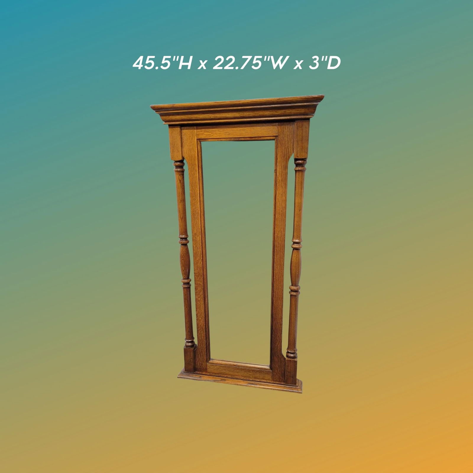 Vintage Wood Wall Mirror: Spindle Columns, Farmhouse Cottagecore Decor, 45" Tall - 4