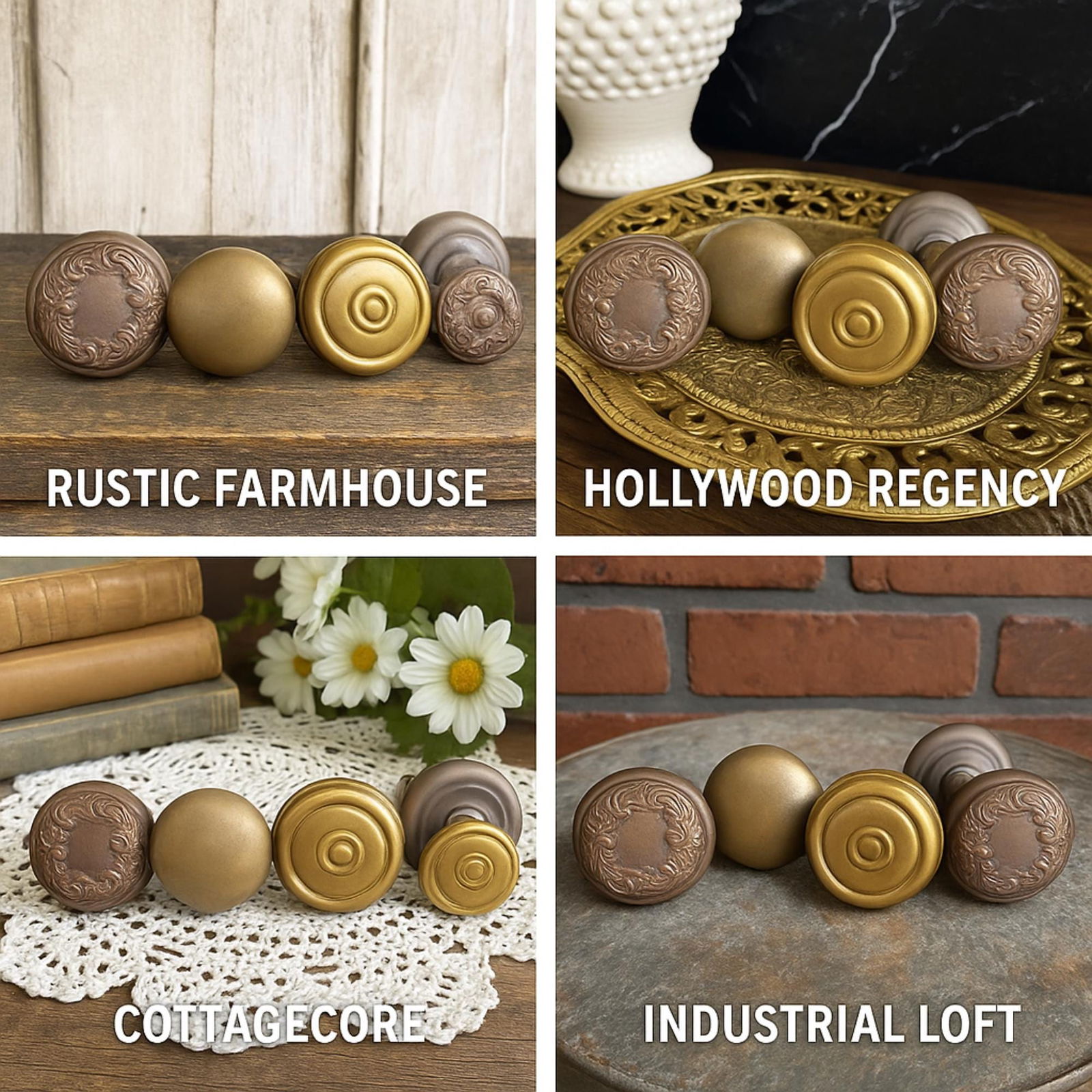 Vintage Brass Copper Door Knob Ornate Victorian Hardware Decorative Embossed Doorknobs Antique - 8