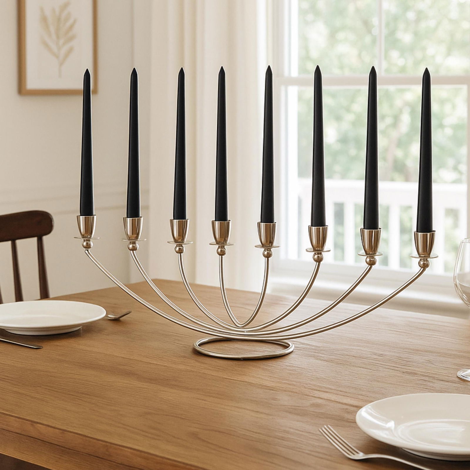 Vintage Chrome Candelabra Grandmillennial Tablescape Centerpiece Wedding Holiday Candle Holder - 2