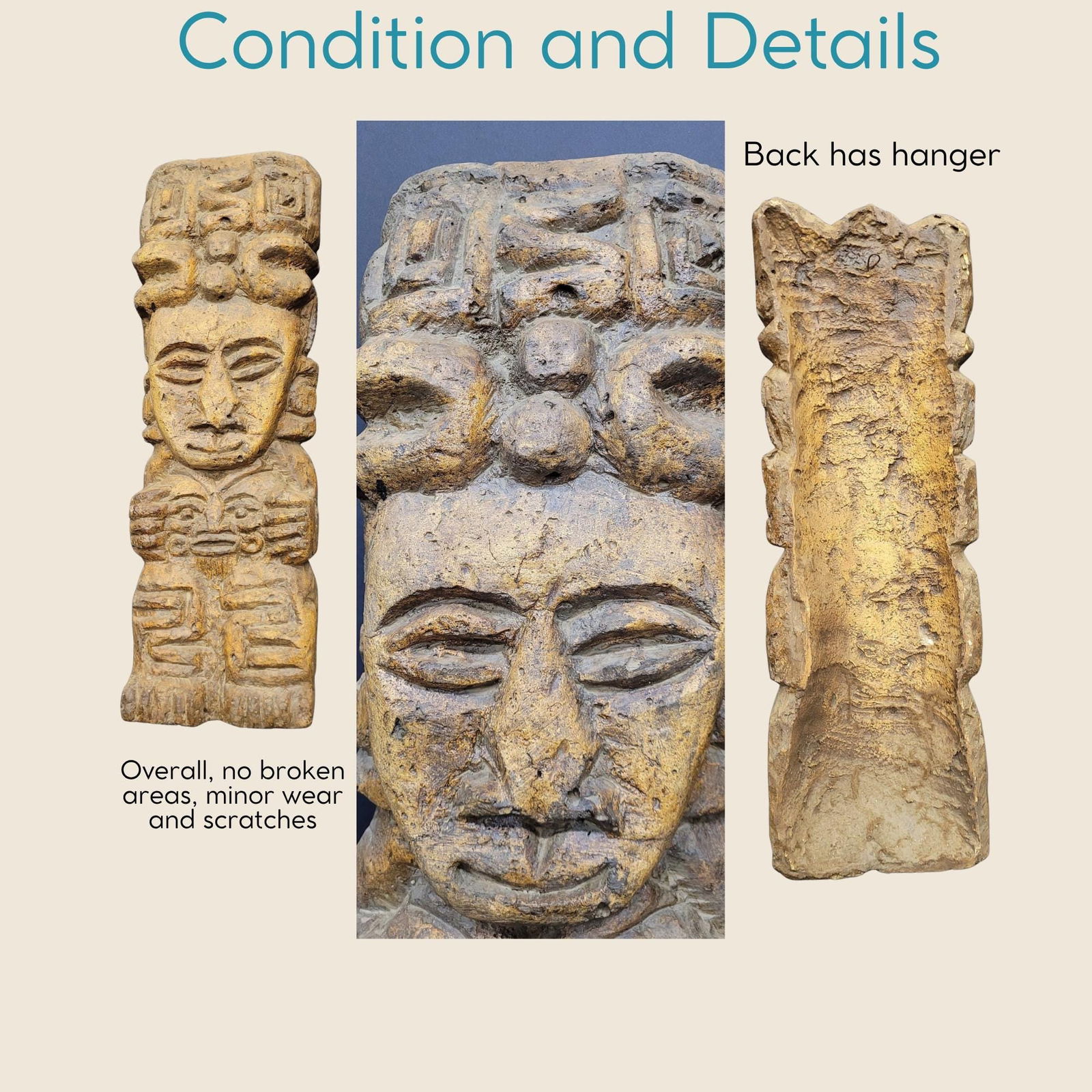 Vintage Tribal Wall Art Sculpture Boho Ethnic Decor Large Statement Hanging Statue 31" Tribal Home - 2