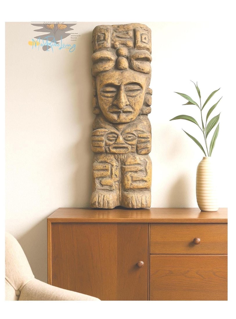 Vintage Tribal Wall Art Sculpture Boho Ethnic Decor Large Statement Hanging Statue 31" Tribal Home - 4