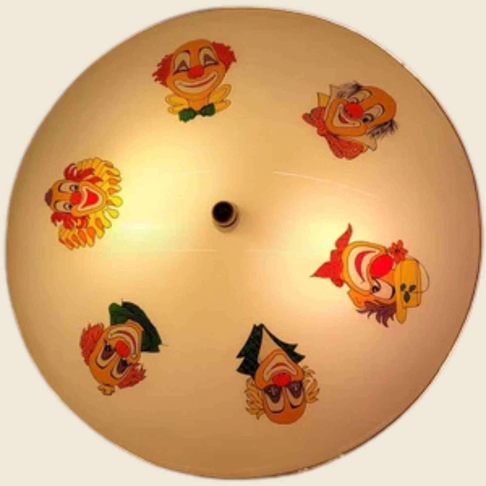 Vintage Clown Ceiling Light Fixture 1950s Glass Dome Shade Mid Century Circus Nursery Whimsical Kids - 10