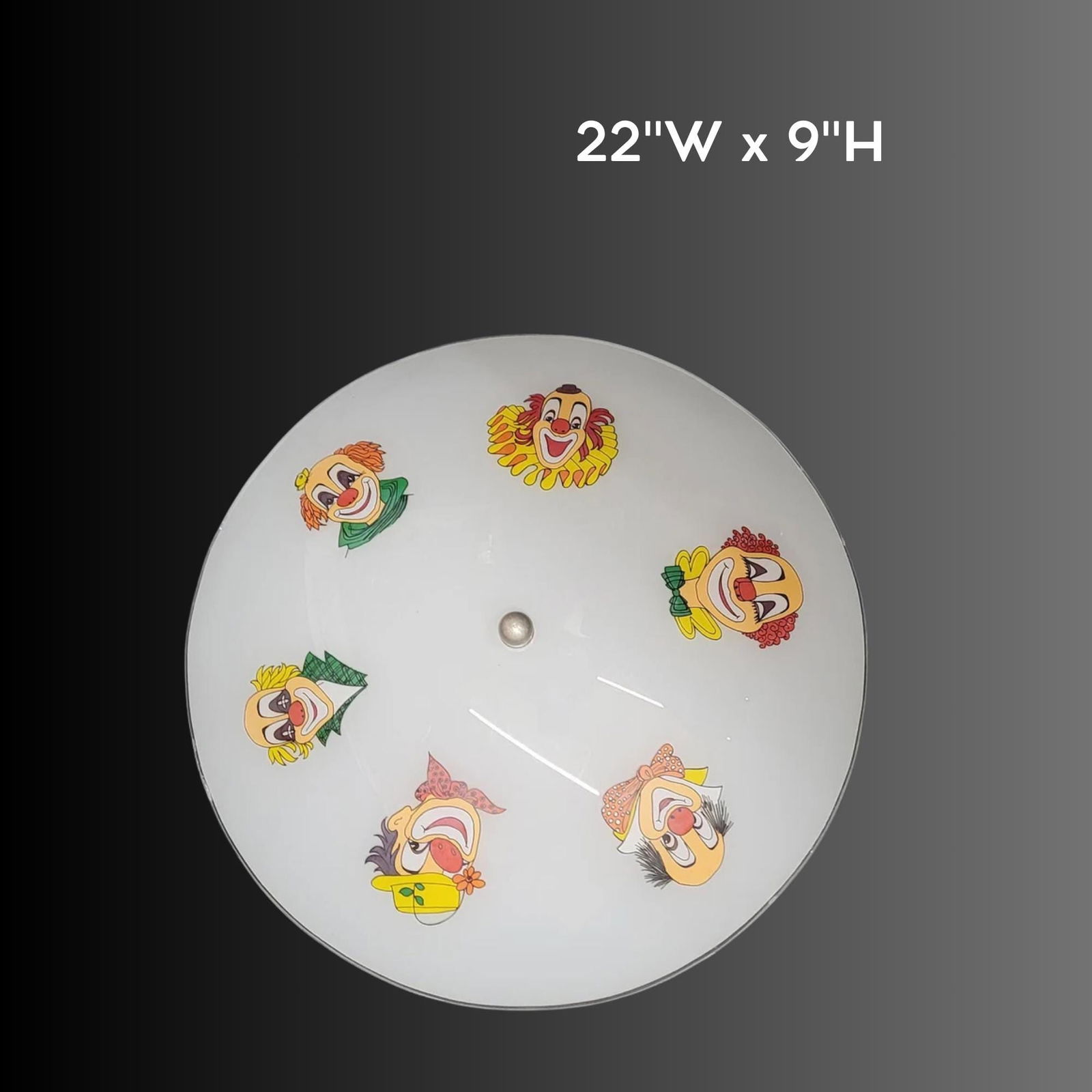 Vintage Clown Ceiling Light Fixture 1950s Glass Dome Shade Mid Century Circus Nursery Whimsical Kids - 2