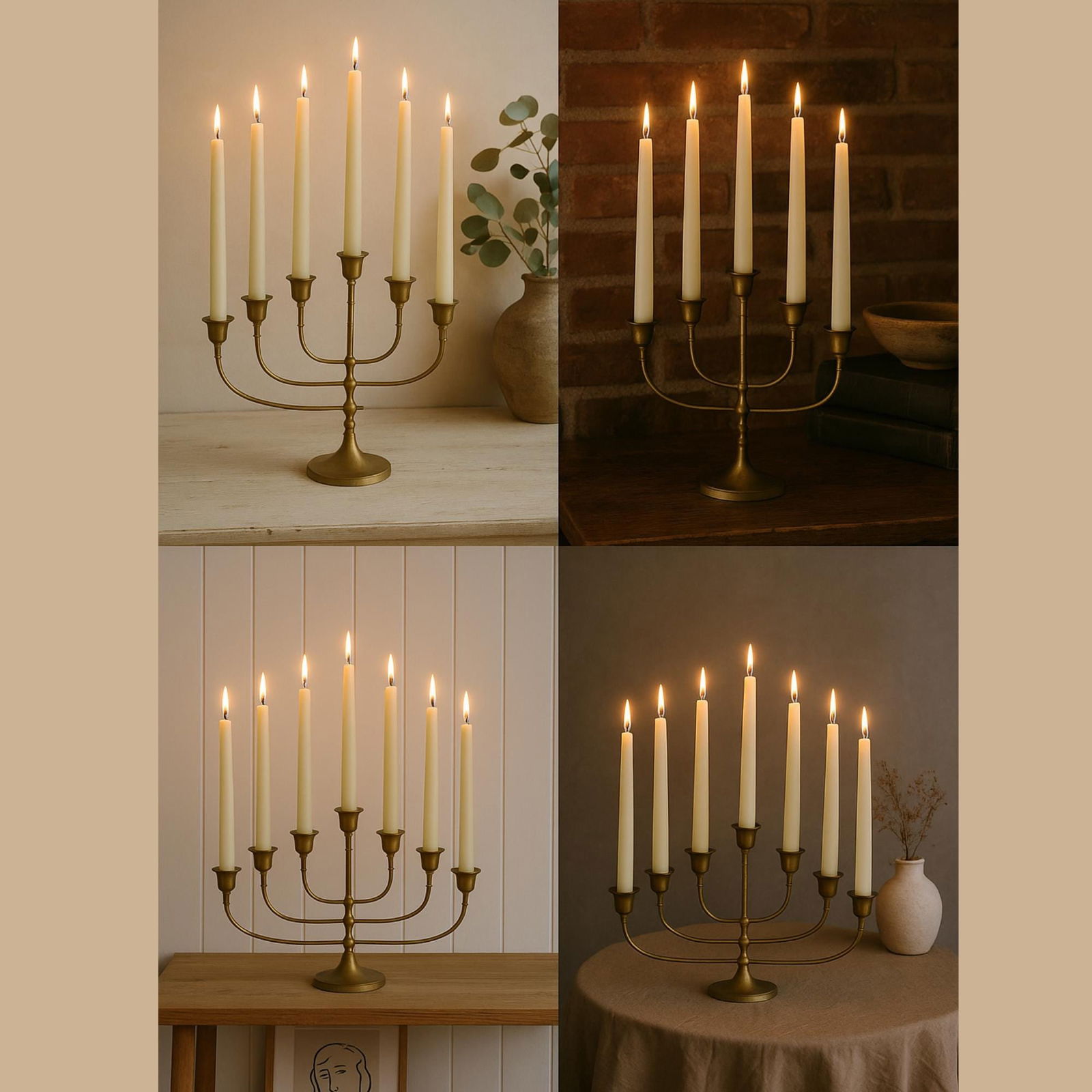 Vintage Brass Candelabra Grandmillennial Candle Holder7-Arm Taper Hollywood Regency Holiday - 5