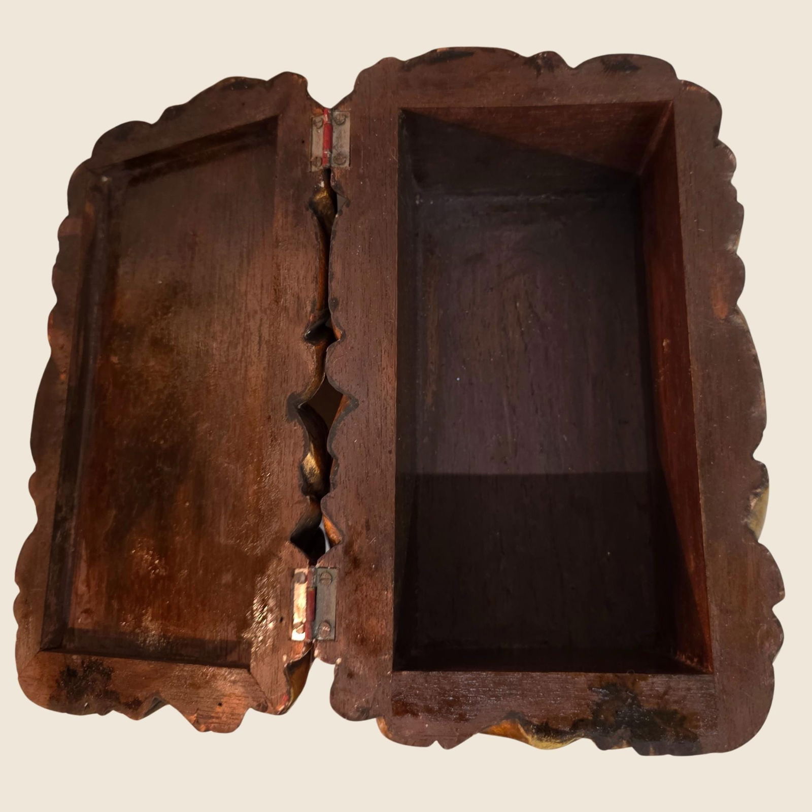 Vintage Italian Gilt Carved Wood Box: Hollywood Regency Jewelry Chest - 6